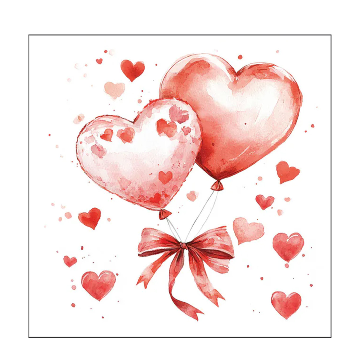 Ambiente Papierservietten Luftballon-Herzen rot, 33x33cm