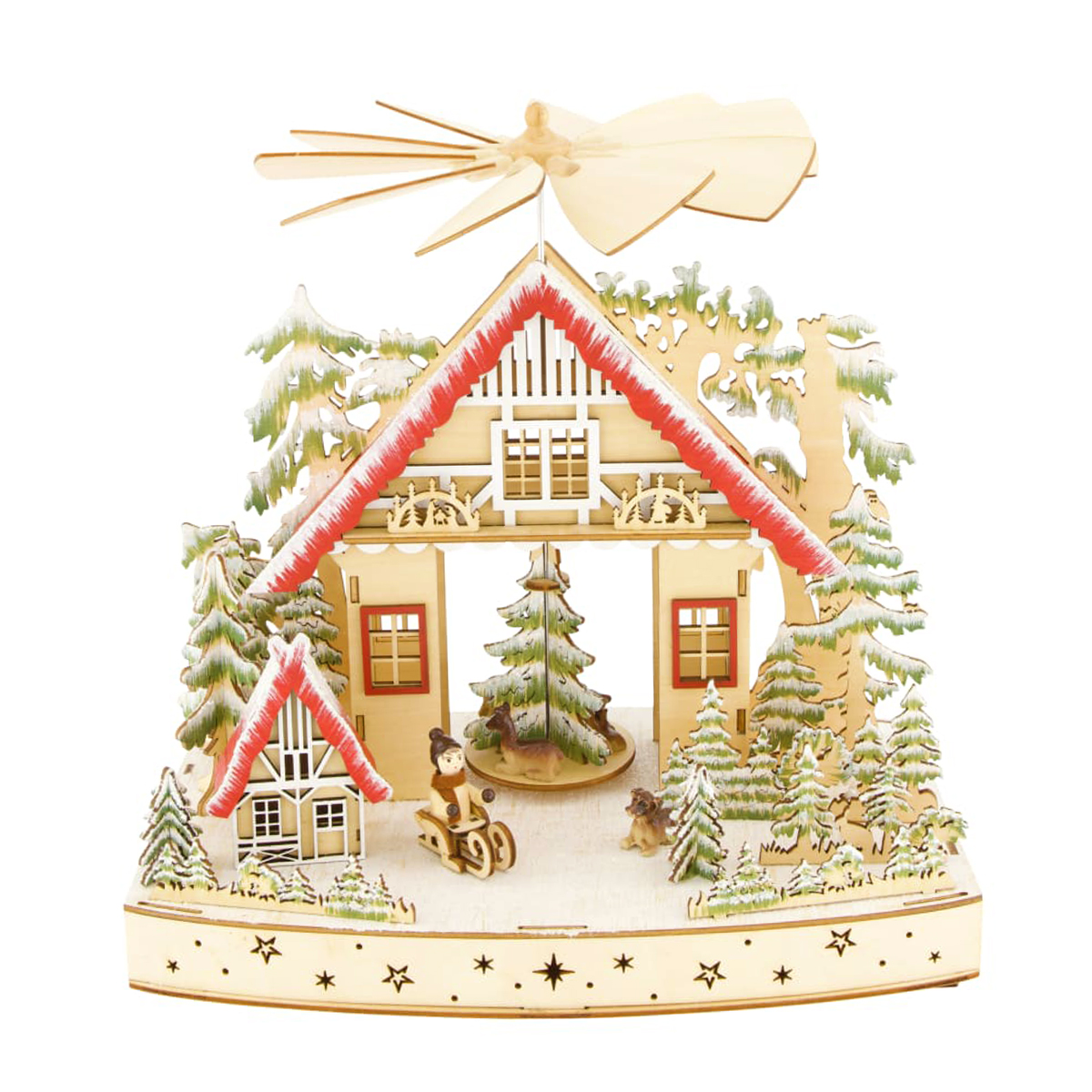 LED Weihnachtshaus aus Holz, Detailreich, beleuchtet, DIJK Natural Collections