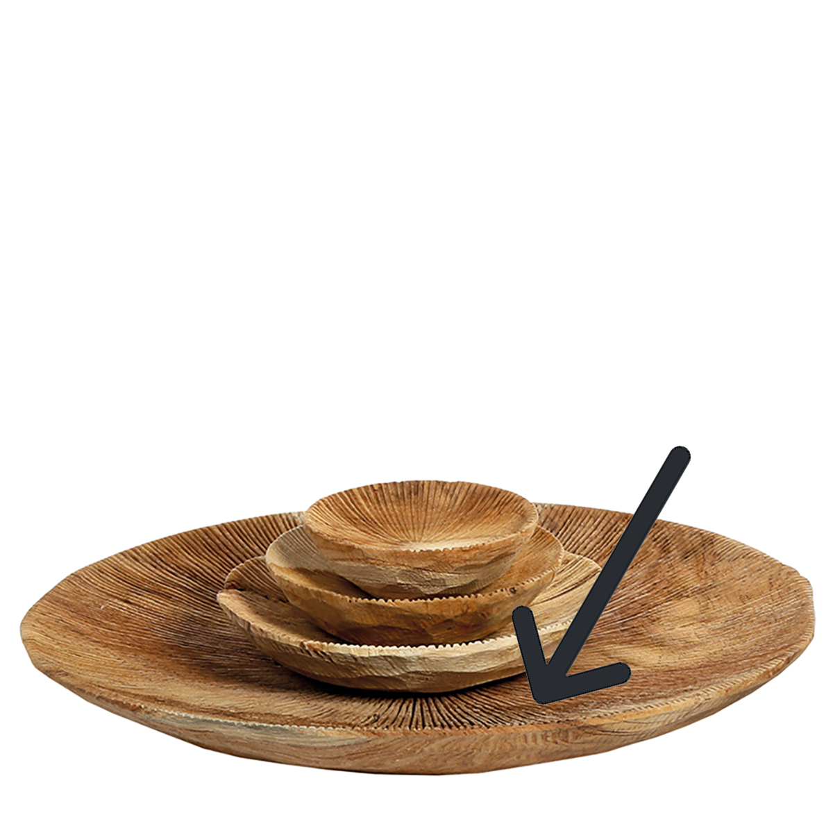 Holzschale Benoa Teak unfinish, rustikale Naturholzschale mit Maßerung, Ø30cm, WMG Grünberger