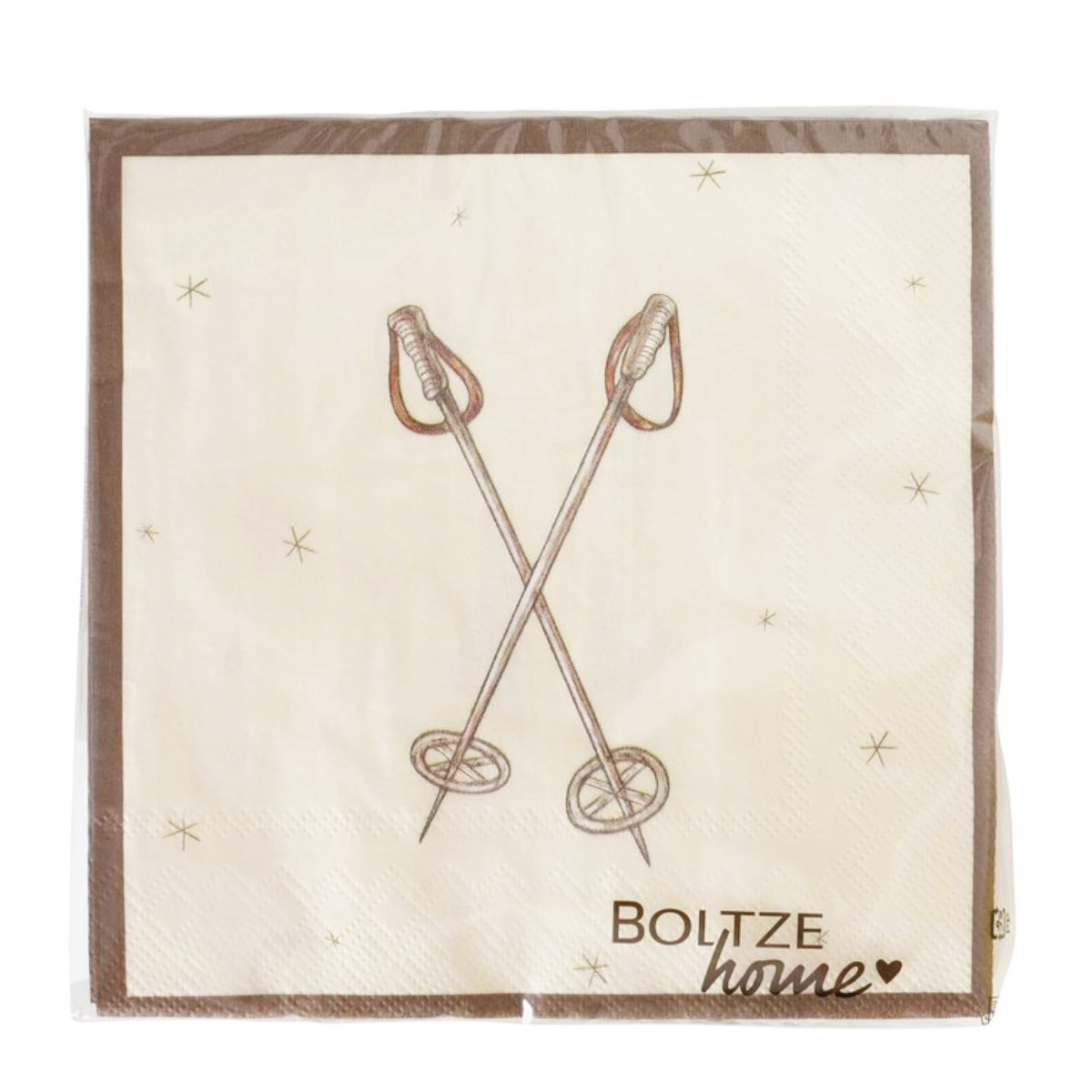 Papierservietten Mountains Skistöcke, Serviette Winterskistöcke, 33x33cm, 20St/Pack, Boltze Home Collections 