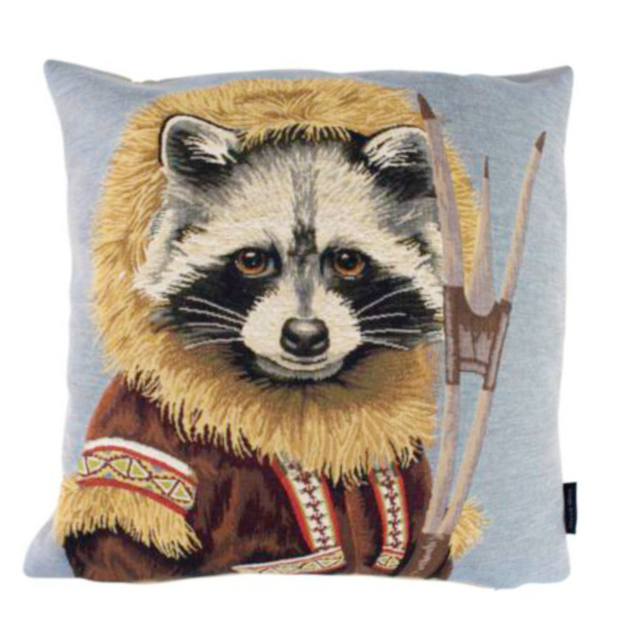 Gobelin Kissen Waschbär, Nordic Waschbär mit Mantel und Kapuze, 45x45cm, Mars & More