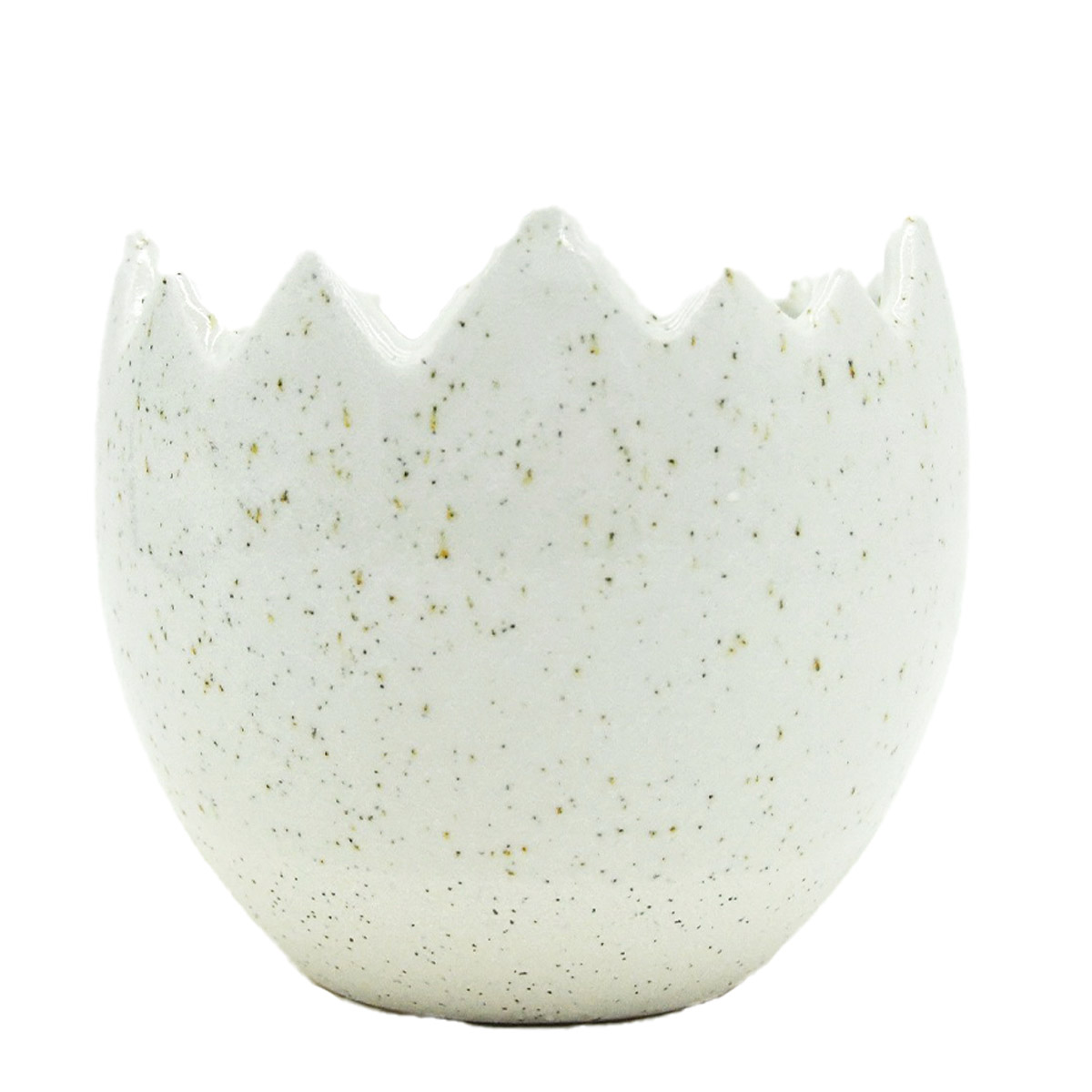 Deko Pflanzei weiß, Keramikei oben offen, 11cm