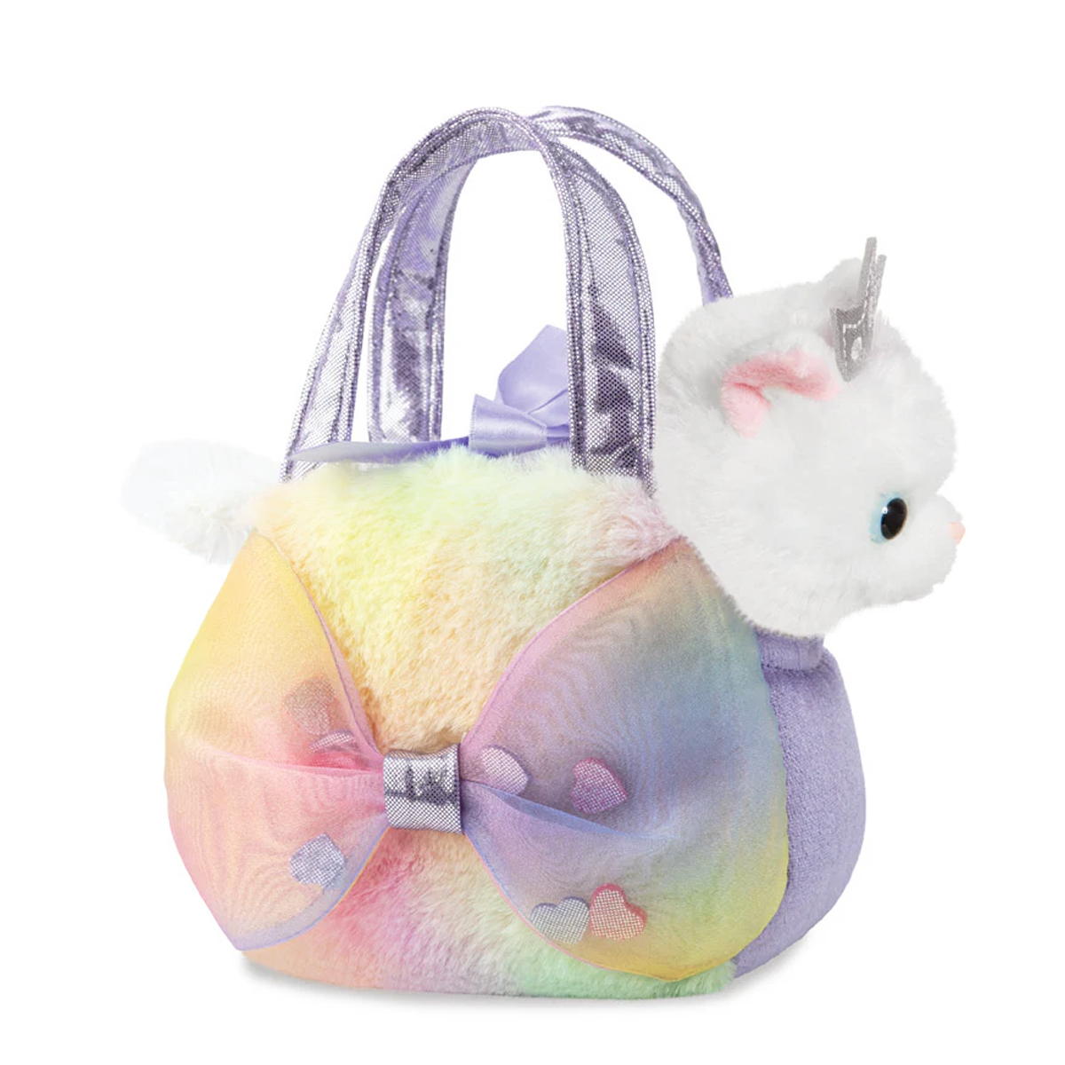 61539_01J8F277Z68XN29PZEY5V4E7T9MaK14vsRGdm2K Plüsch Tasche mit Stofftier Katze Princess Kitty weiß, Fancy Pals, 20cm, Aurora World