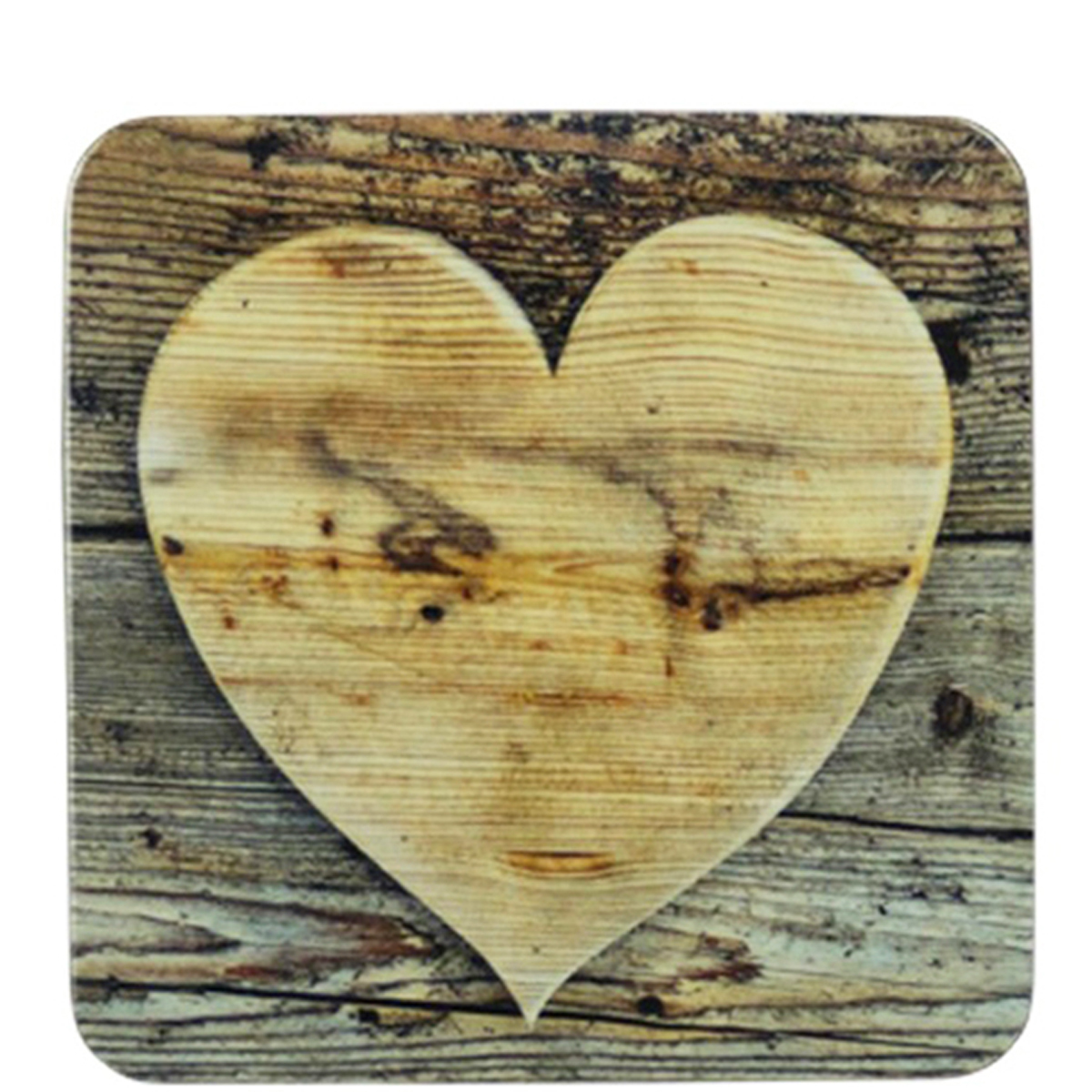 Untersetzer Herz, Holzherz, 10x10cm, Set/6, MDF/Kork, Mars & More