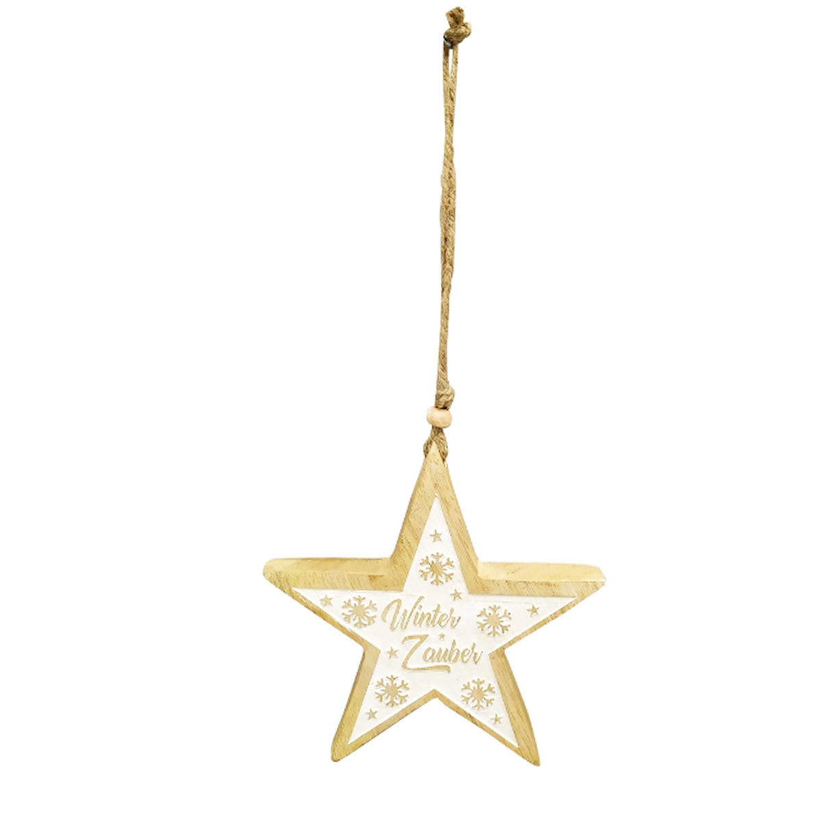 254883_01J78WM8SGCV2CSFYW2T6C4P22fulLg4SjTfpNJ Deko Stern Winterzauber, Holzstern mit Spruch, natur-weiß, 15x15cm, Hänger