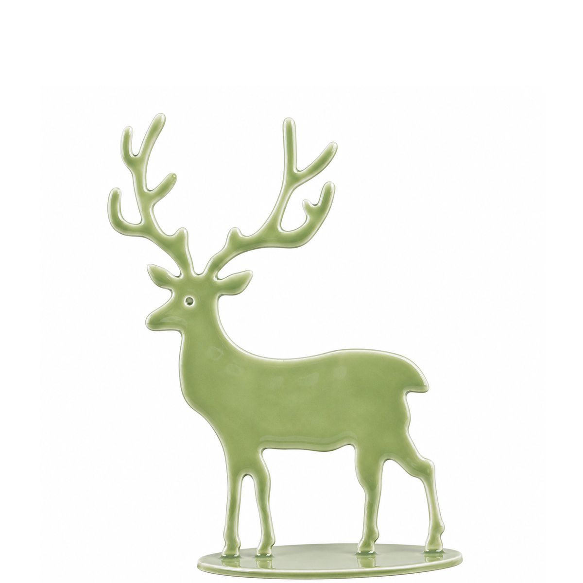 Deko Hirsch Clement, glänzender Metallhirsch moosgrün, 15cm, WMG Grünberger