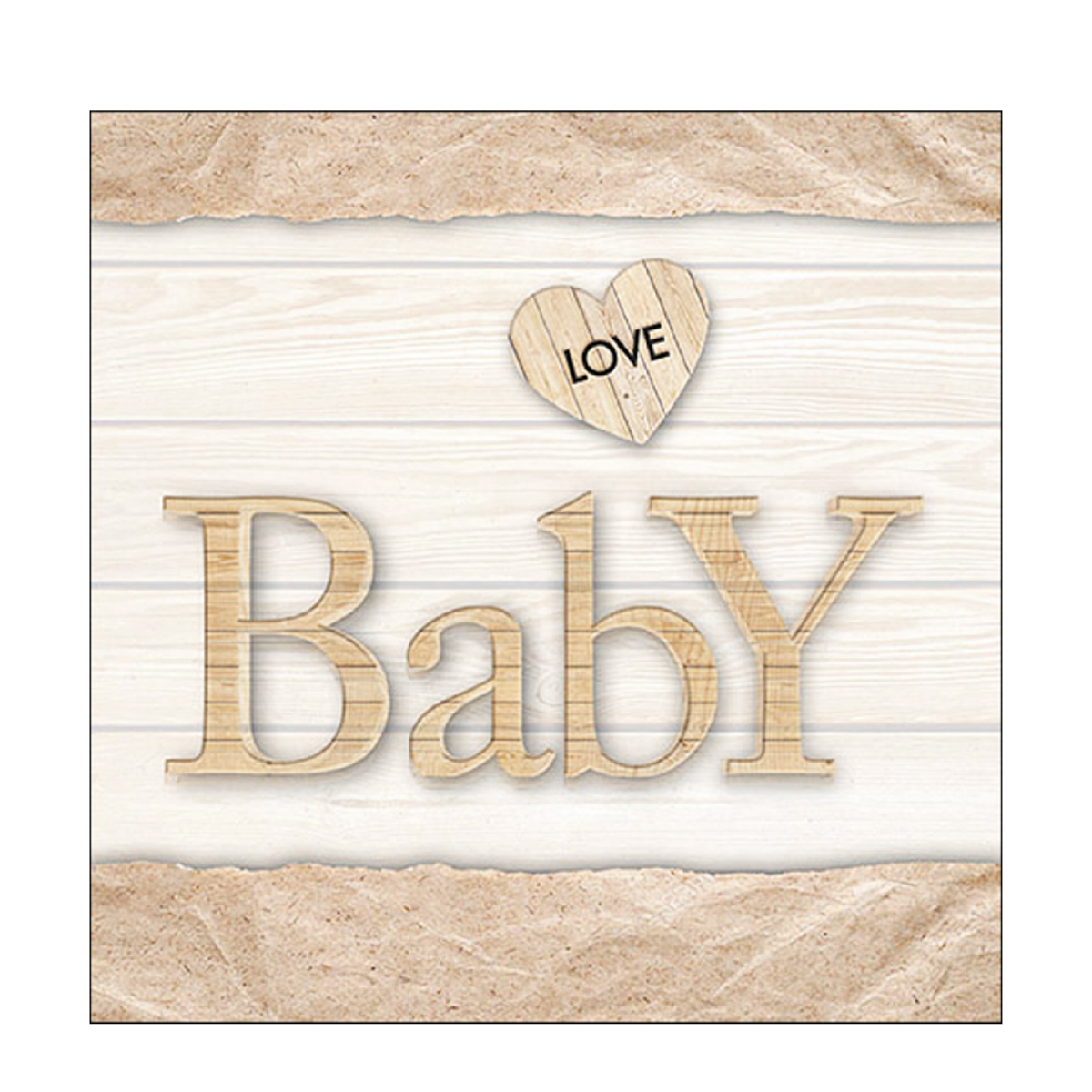 Ambiente Papierservietten Geburt, Holzoptik Baby, Baby Love Nature, 33x33cm