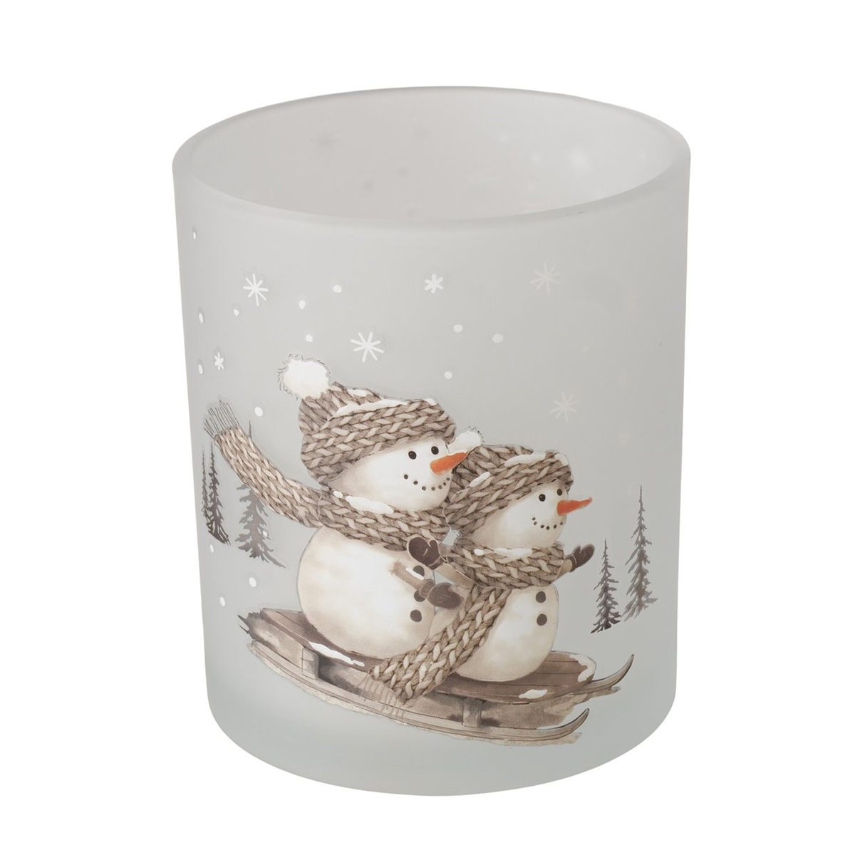 Deko Windlicht Schneemann Frosty, Kerzenglas matt, 10cm, Boltze Home Collection