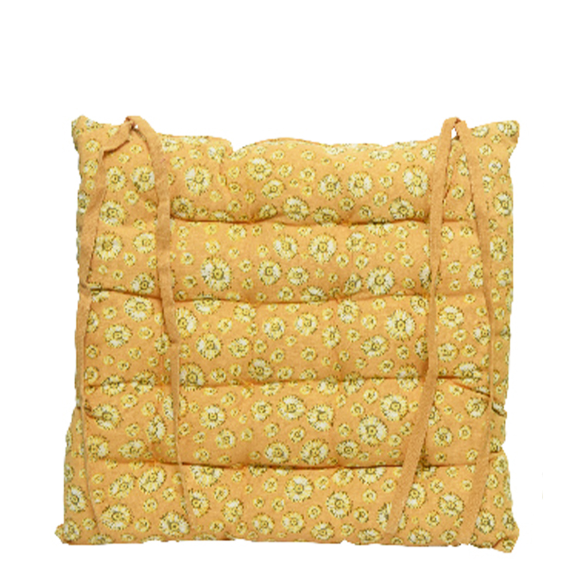 Stuhlkissen Karo grün, mit Bändern, 40x40cm, Baumwolle