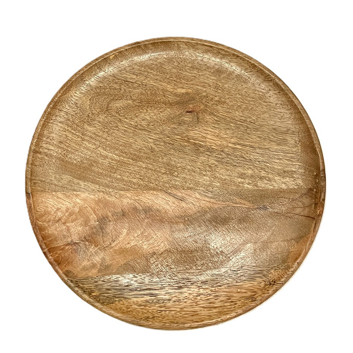 Holzteller rund, Schale mit kleinem Rand aus Mangoholz, kleiner Platzteller, Ø29cm