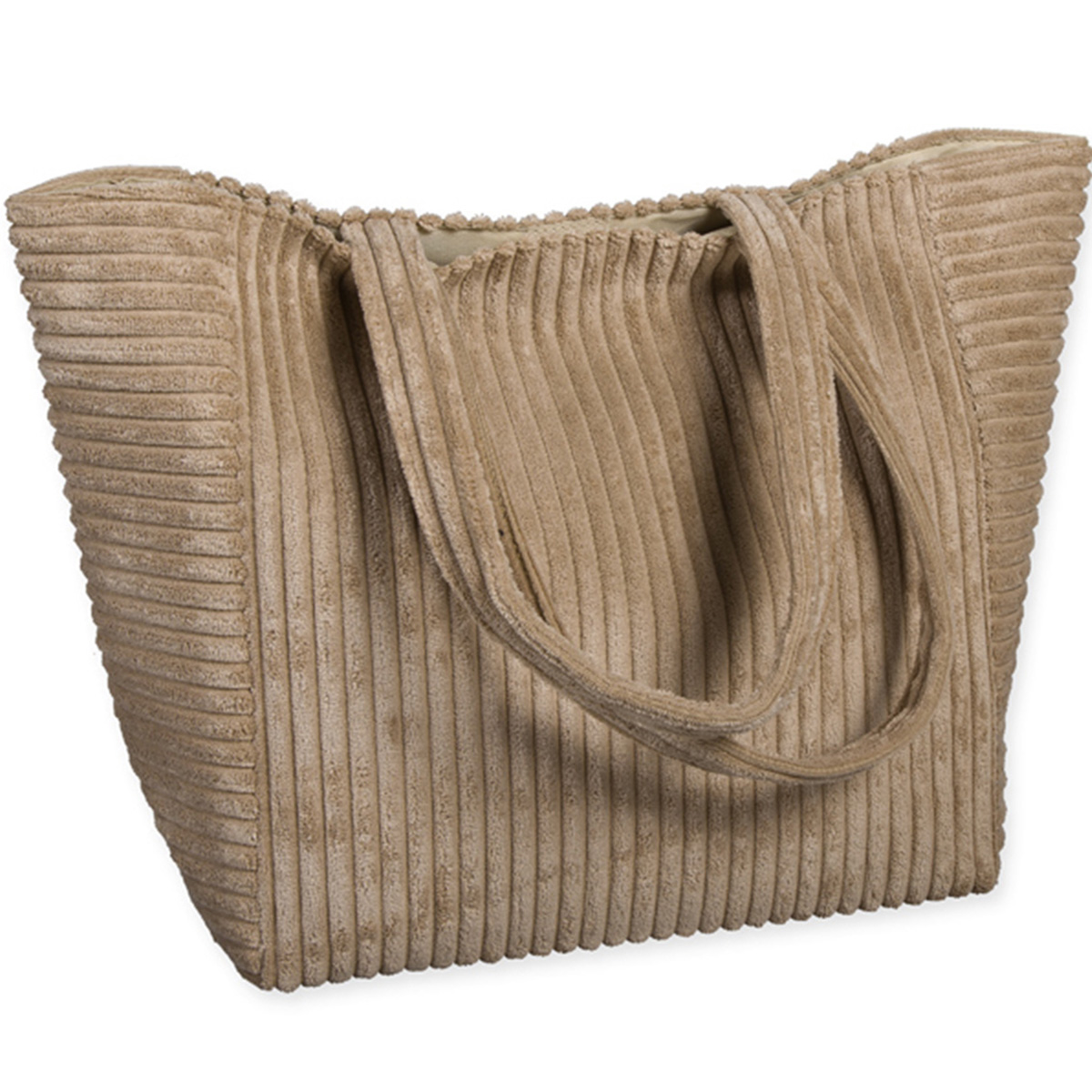 Cord Tasche natur, Shopper, Schultertasche mit Magnetverschluß 