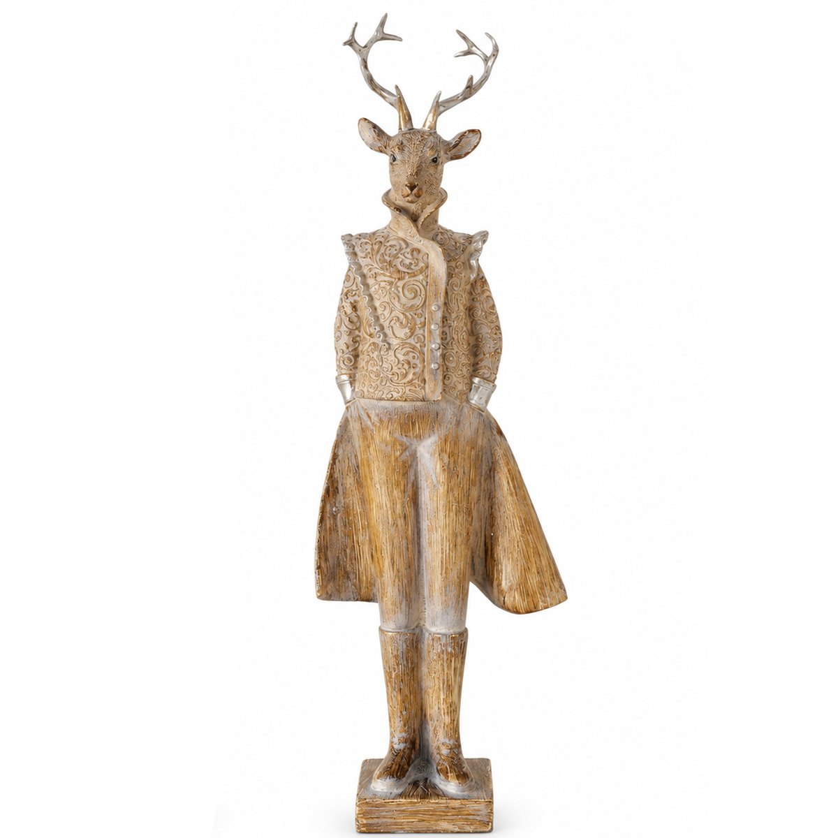 Deko Hirsch Jenno - edler Winterhirsch im Frack, Braun-Gold, 42cm