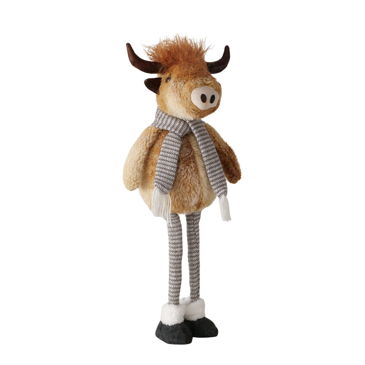 Plüsch Hochlandrind Buffy braun mit Teleskopbeine, ausziehbar bis 67cm, Boltze Home Collection