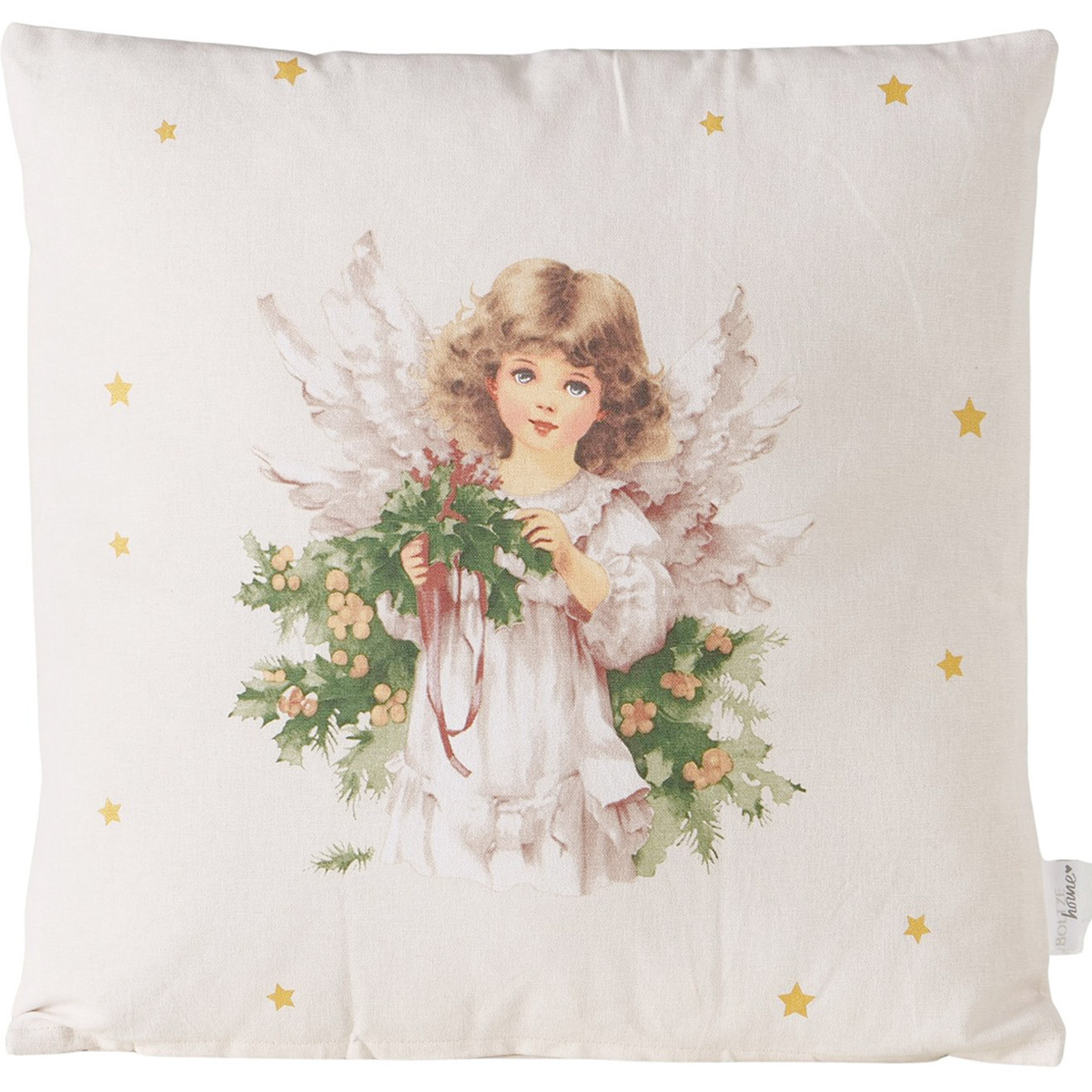 Baumwollkissen Engel Clara cremeweiß, 45x45cm, Boltze Home Collection