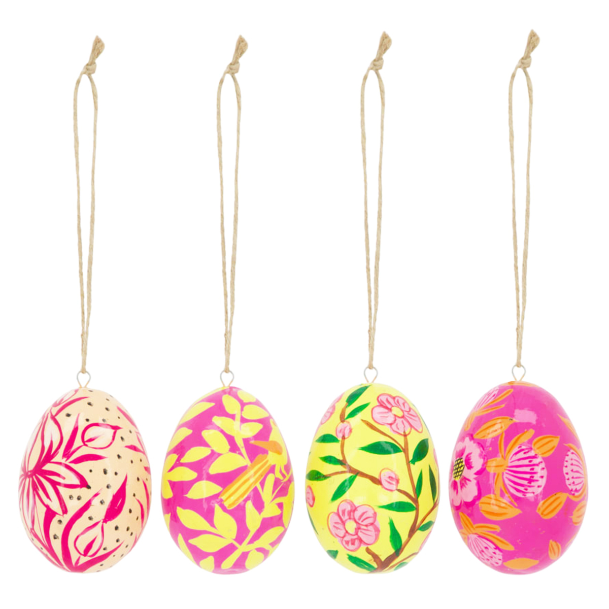 Deko Ostereier mit Blumen, Eier aus Pappmache mit Blumenmuster, 7cm, DIJK Natural Collections