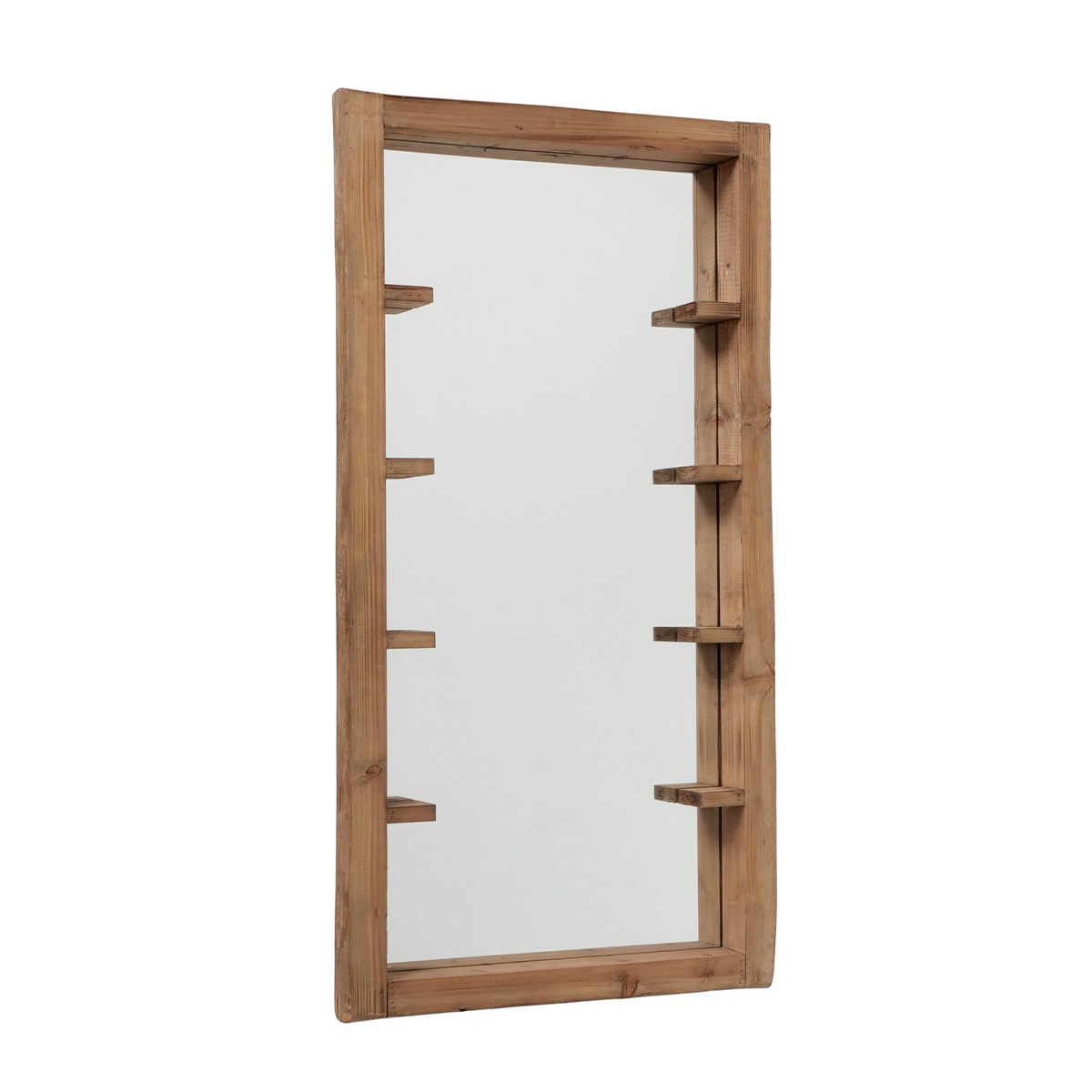 Wandspiegel Impressio, Holzspiegel mit kleinen Regalen, Naturholzrahmen, Boltze Home Collections