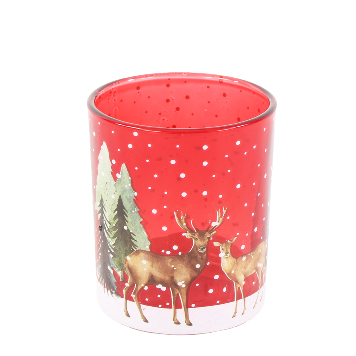04238_01J965THKPY8ABN5SEDG4NXRCJHqZ9ATKBghADh Windlichtglas Winterwald, Hirsche und Reh im Wald, rot, 9x10cm