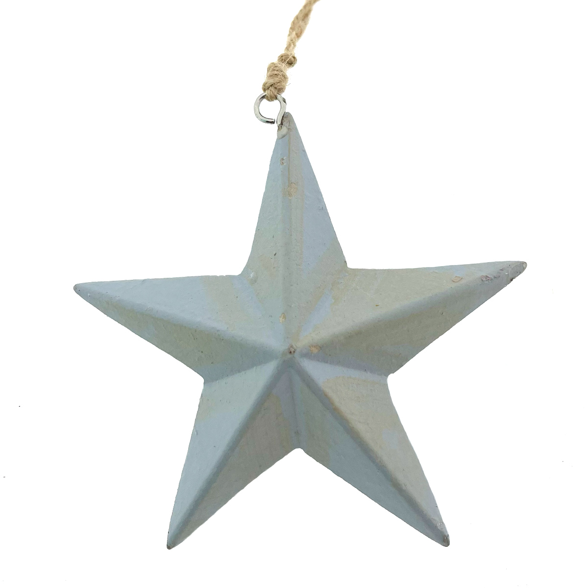 Deko Weihnachtsstern, Holzstern glänzend grau used look, Ø10cm, Hänger