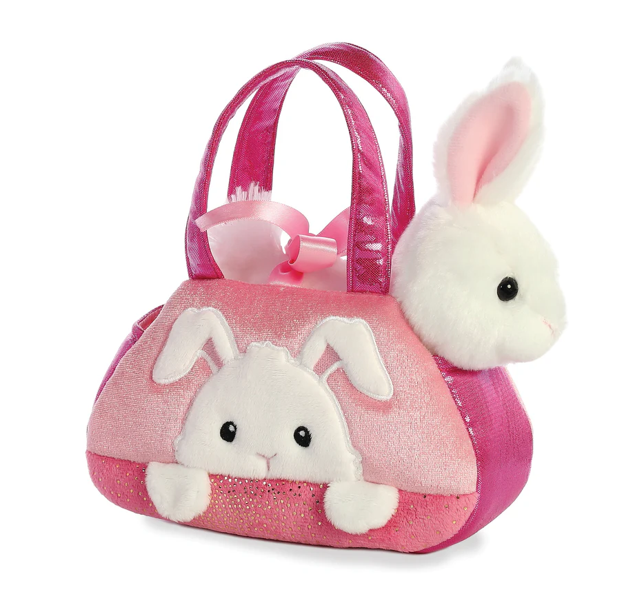 Plüsch Tasche mit Hase, weiß-pink, Fancy Pals, 20cm, Aurora World