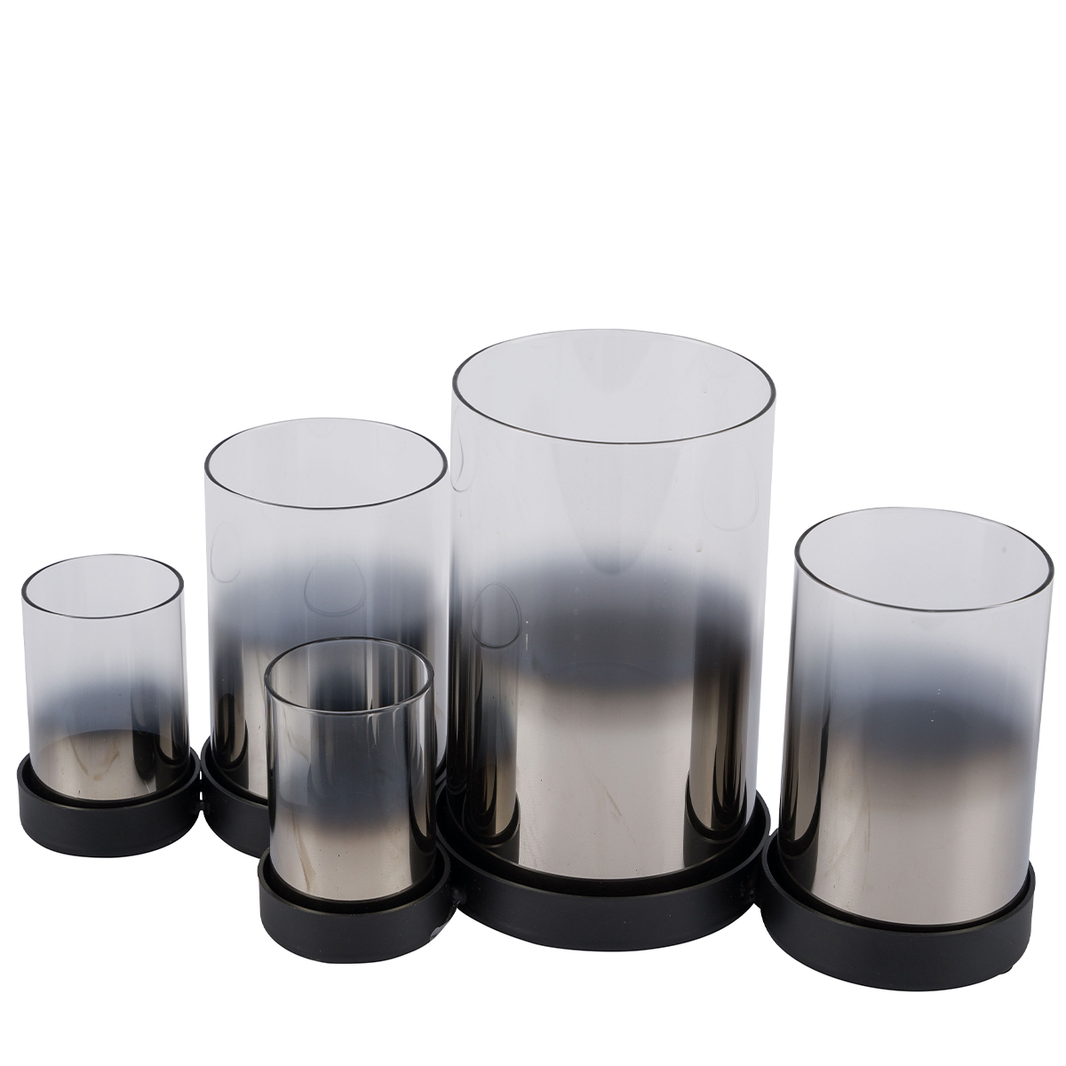 Metallwindlicht mit 5 Gläser, schwarz-anthrazit, 32cm
