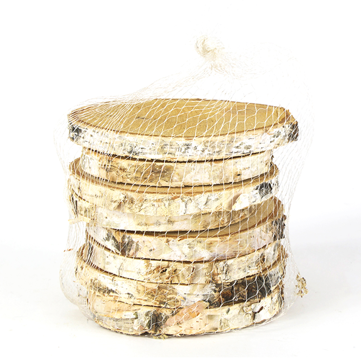 Naturholzscheibe Birke, Birkenscheiben natur, 9-10cm, 8St. im Netz