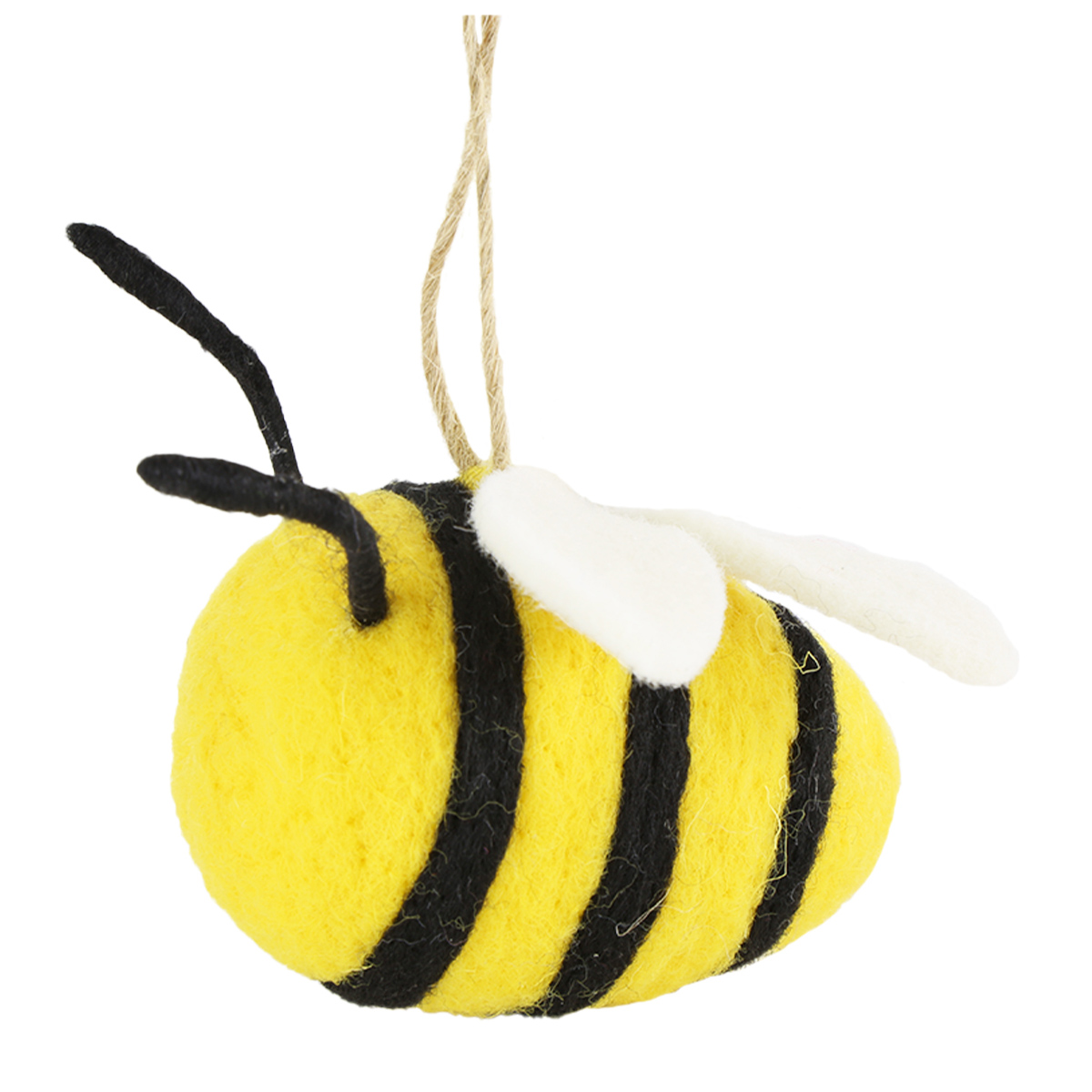 Deko Biene aus Filz zum Hängen, Filzbiene gelb-schwarz, 8x9cm
