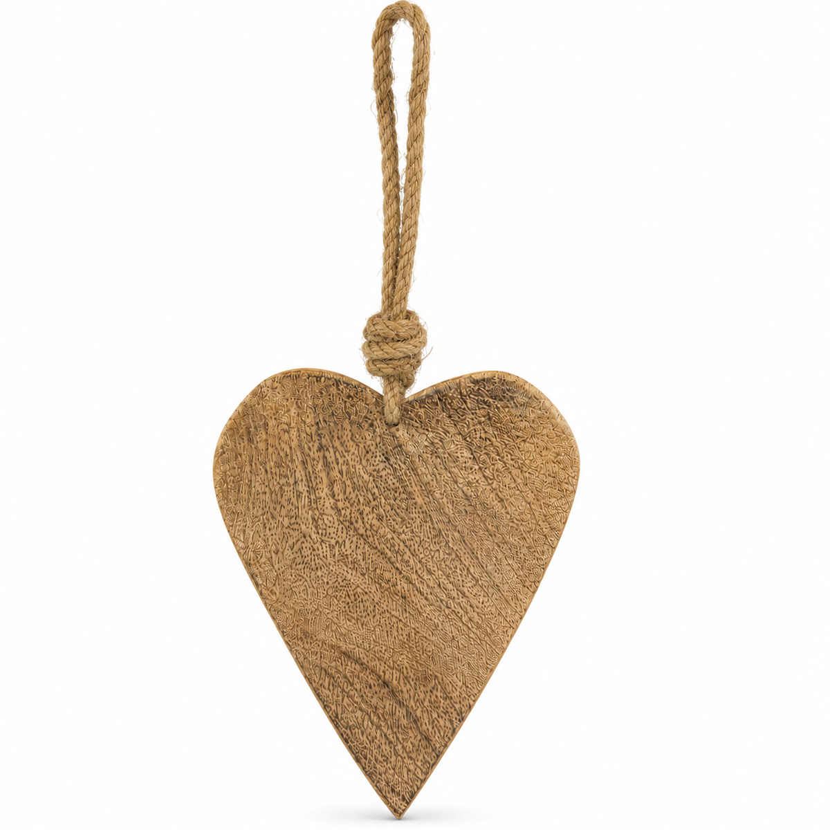 Deko Herz Natur - flaches Holzherz aus Mangoholz zum Hängen, 15cm