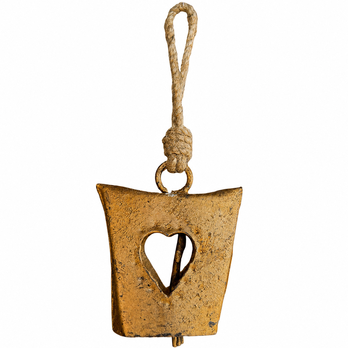 Deko Glocke Herz Antik Gold, rustikale Glocke used look mit Klang