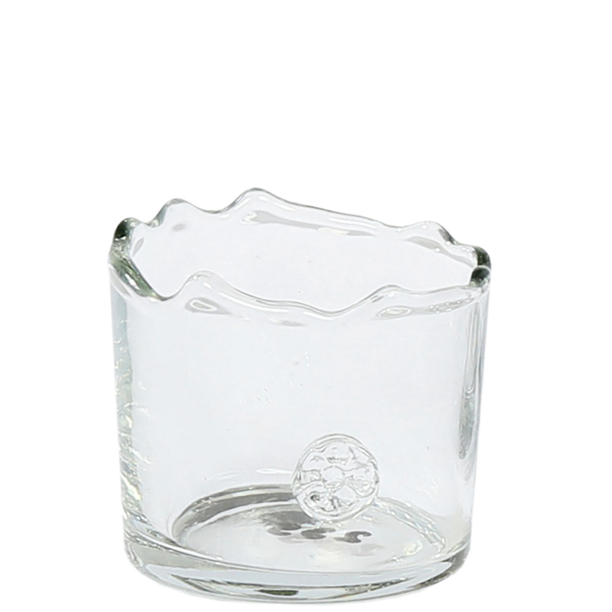Windlicht Glas Organic mit unregelmäßigem Rand und Button, 6cm, WMG Grünberger