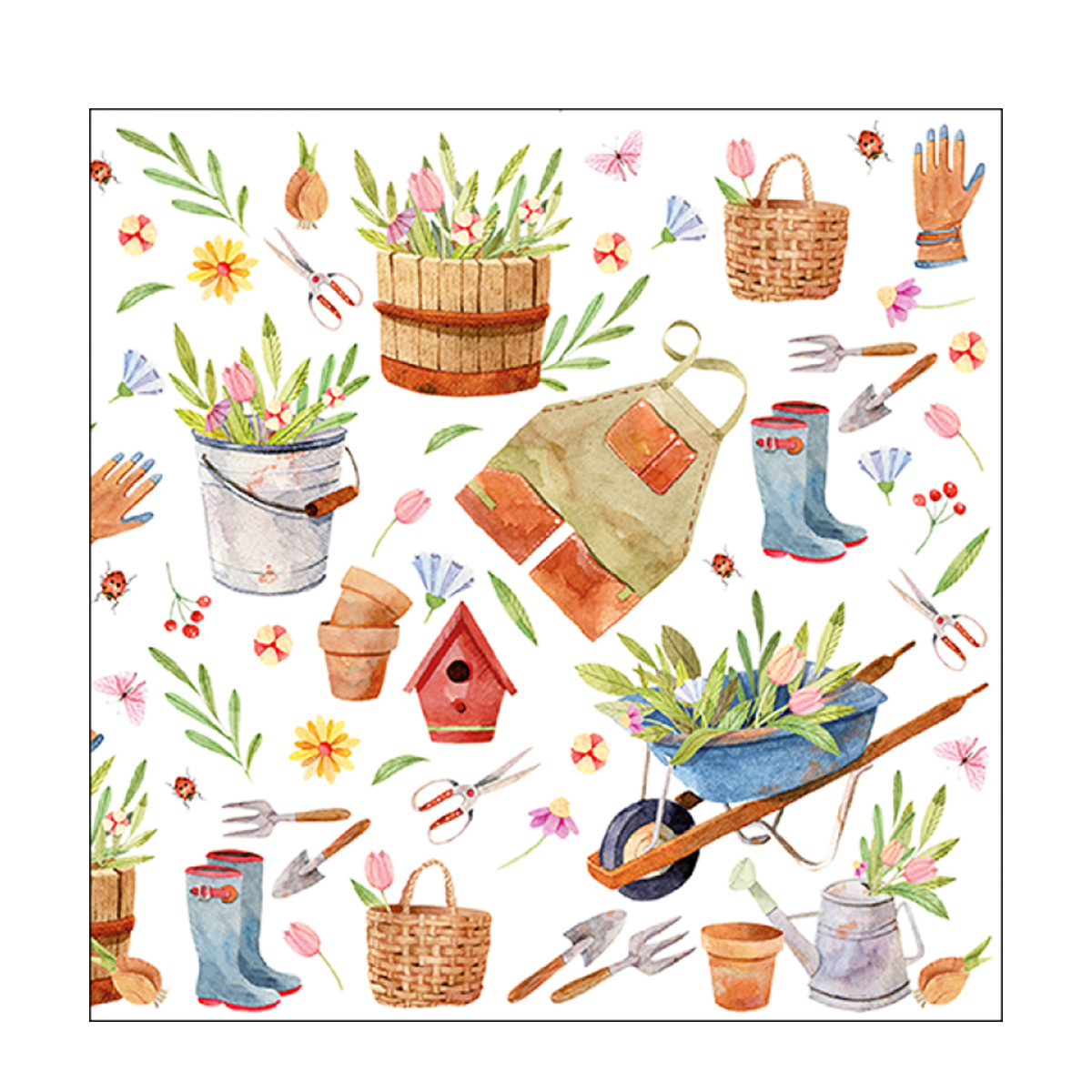 Ambiente Servietten Gartenarbeit, Happy Gardening, 33x33cm