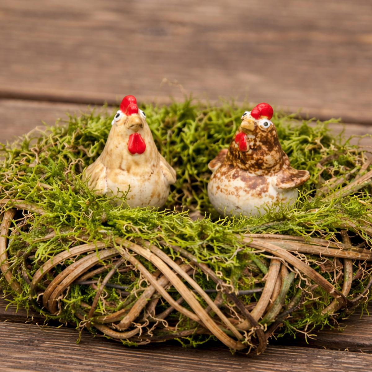 Deko Huhn, kleines dickes Keramikhuhn, Pflanzenstecker, 7cm