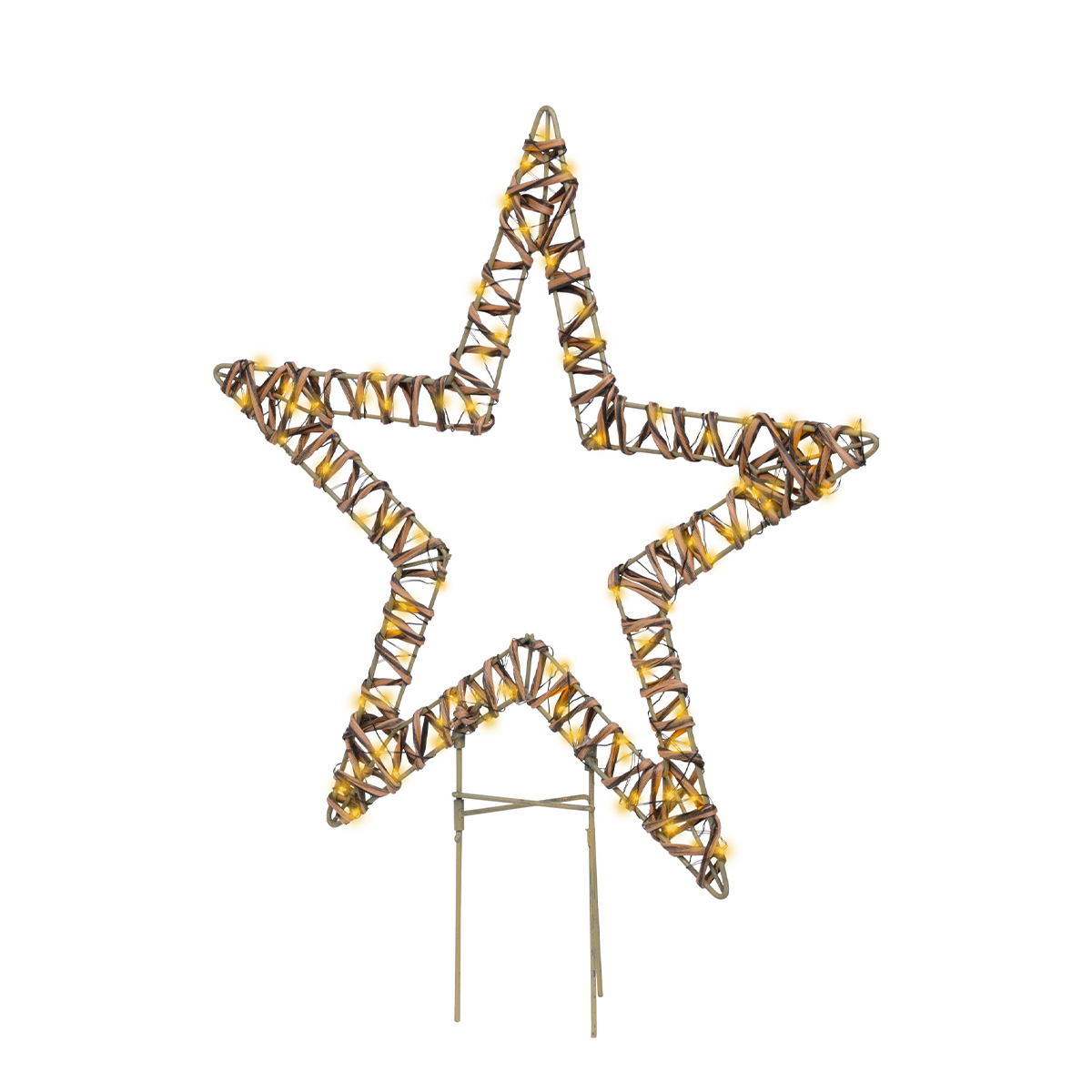 LED Deko Stern Korbgeflecht, Aussenbereich, zum Stecken, 54cm
