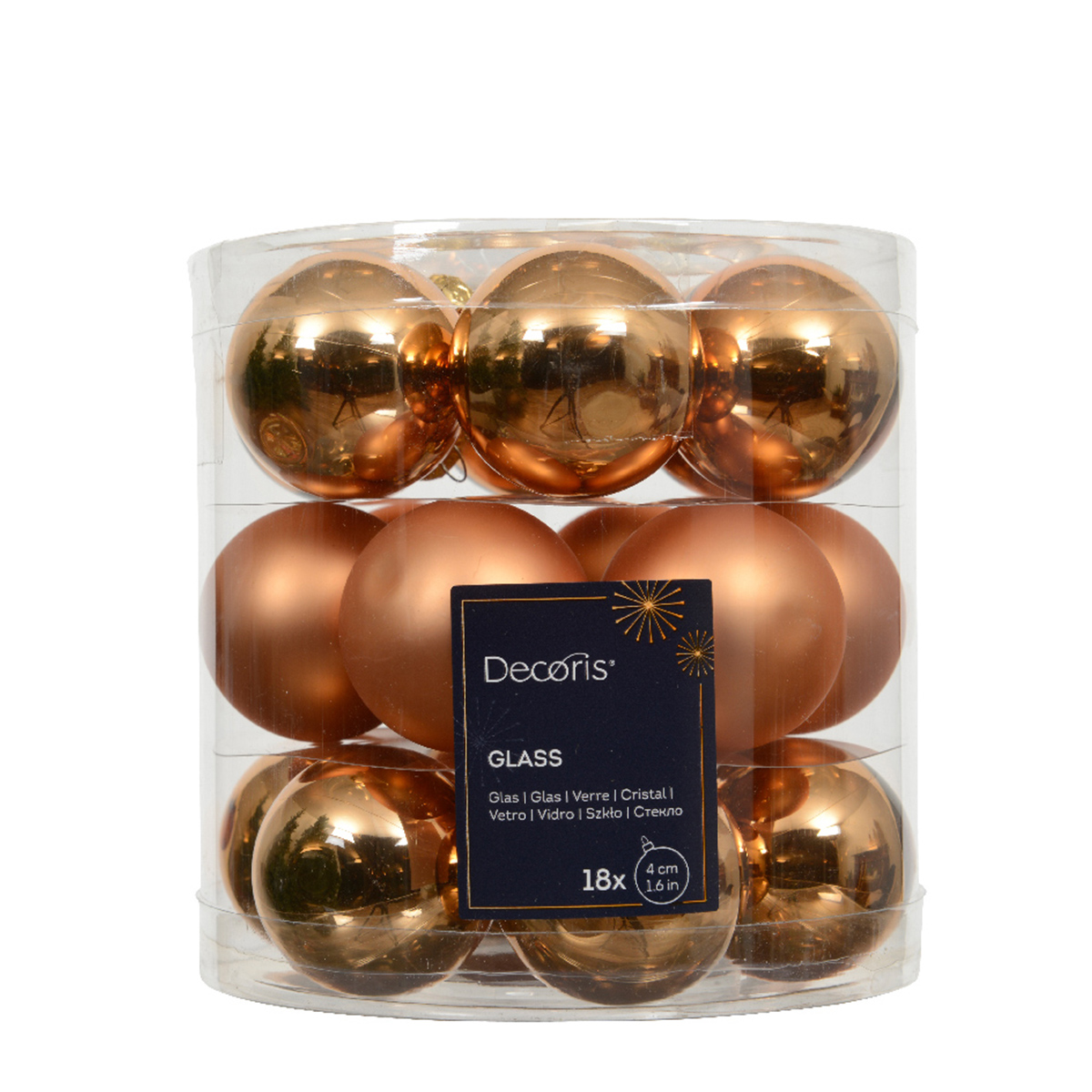 Weihnachtsbaumkugeln aus Glas, brandy glanz/matt, Ø4cm, 18St/Box, Decoris