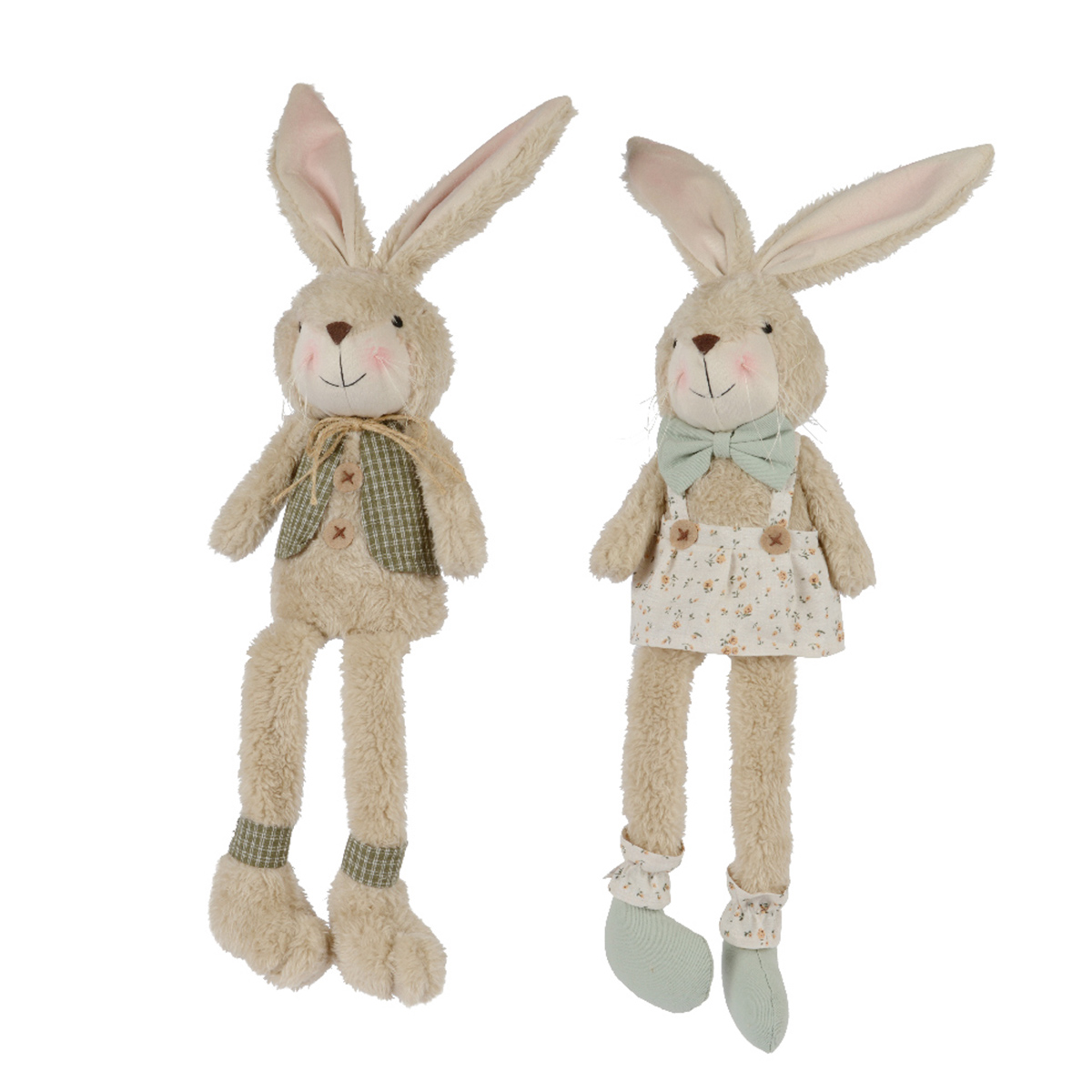 Deko Hase mit Latzhose oder Schürze, Osterhasen mit Schlackerbeinen, Plüschhasen, 53cm