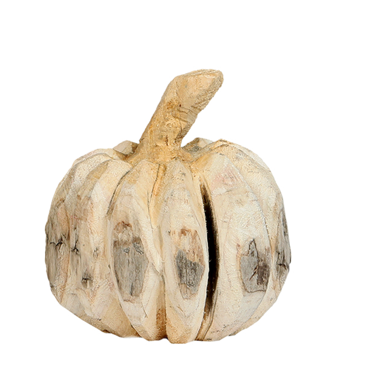 Deko Kürbis Natur, runder Kürbis aus Naturholz, 25cm, WMG Grünberger