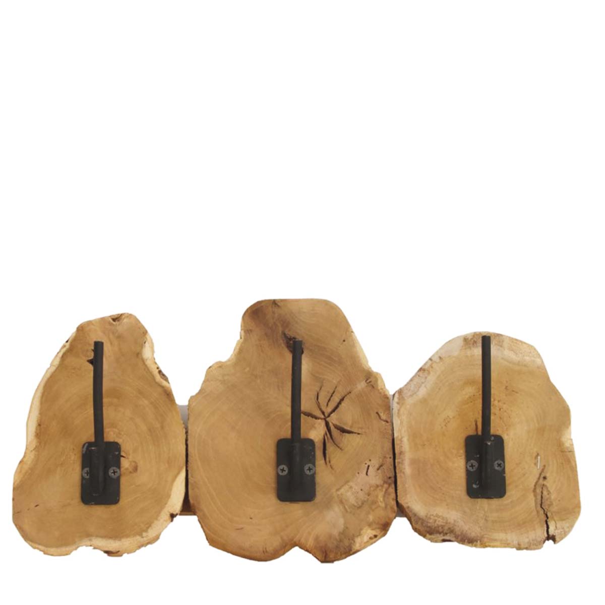 35611-017_01JCJF2CZM3W2JDSNVYXCX28FSZTy42QCQbthMR Holzgarderobe Teak Natur, 3 Holzscheiben mit Metallhaken, 46cm, DIJK Natural Collections