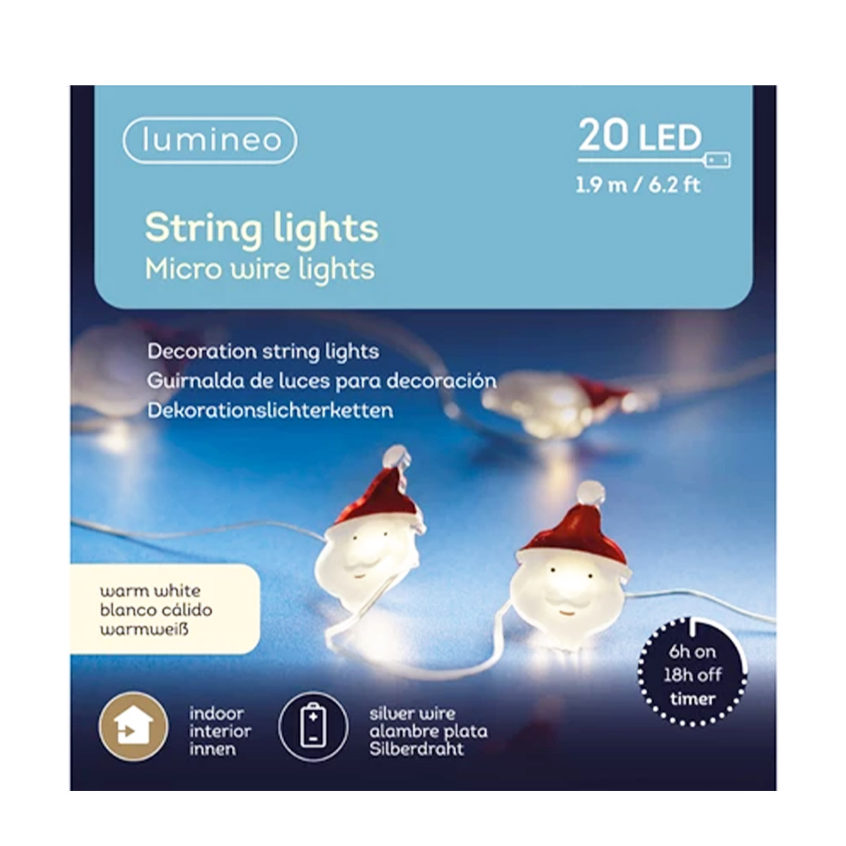 Lichterkette, Micro LED Deko Stangbeleuchtung, warmes weiß, 20 LED, 190cm, Lumineo