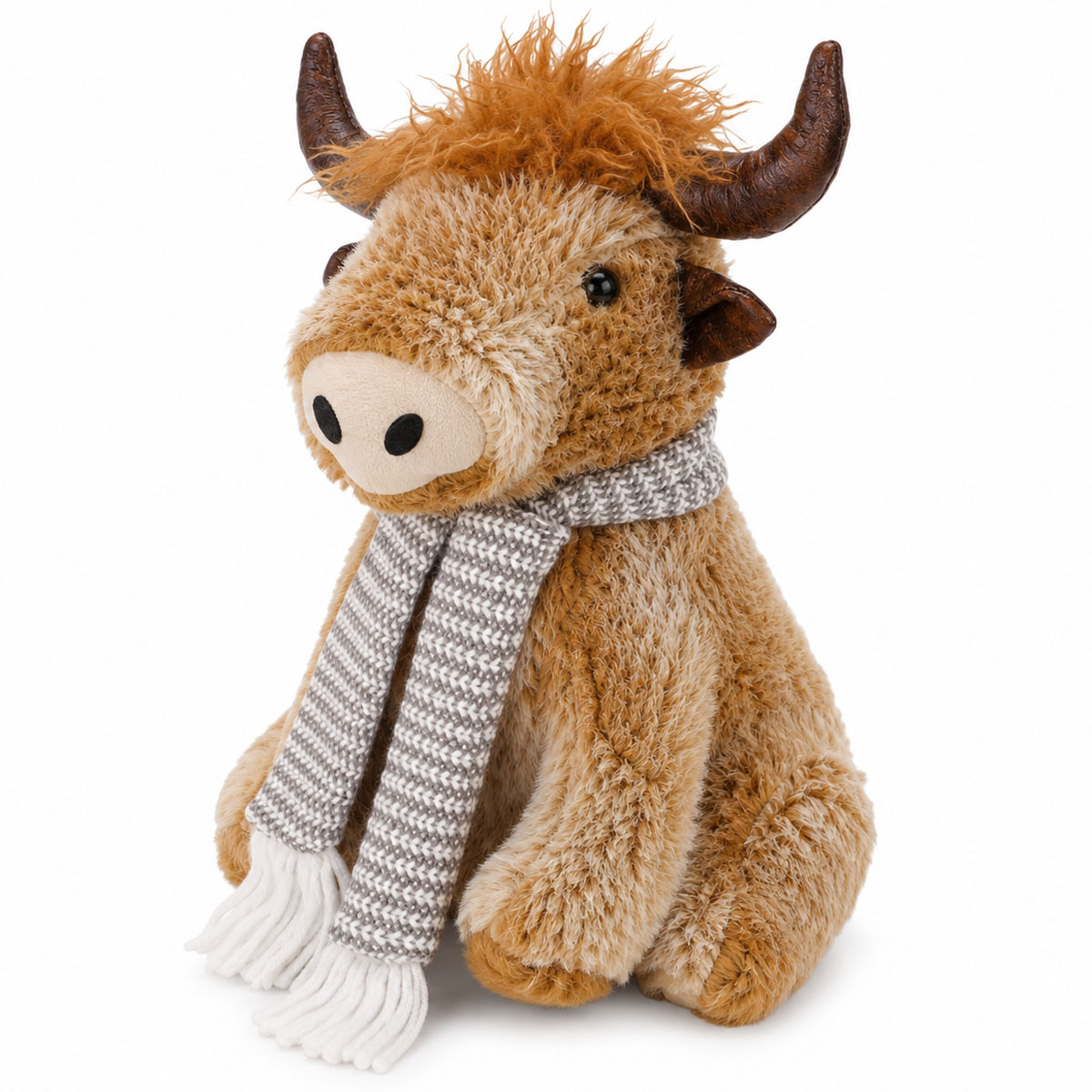 Plüsch Hochlandrind Buffy, Türstopper, kleiner brauner Büffel sitzend, 37cm, Boltze Home Collection
