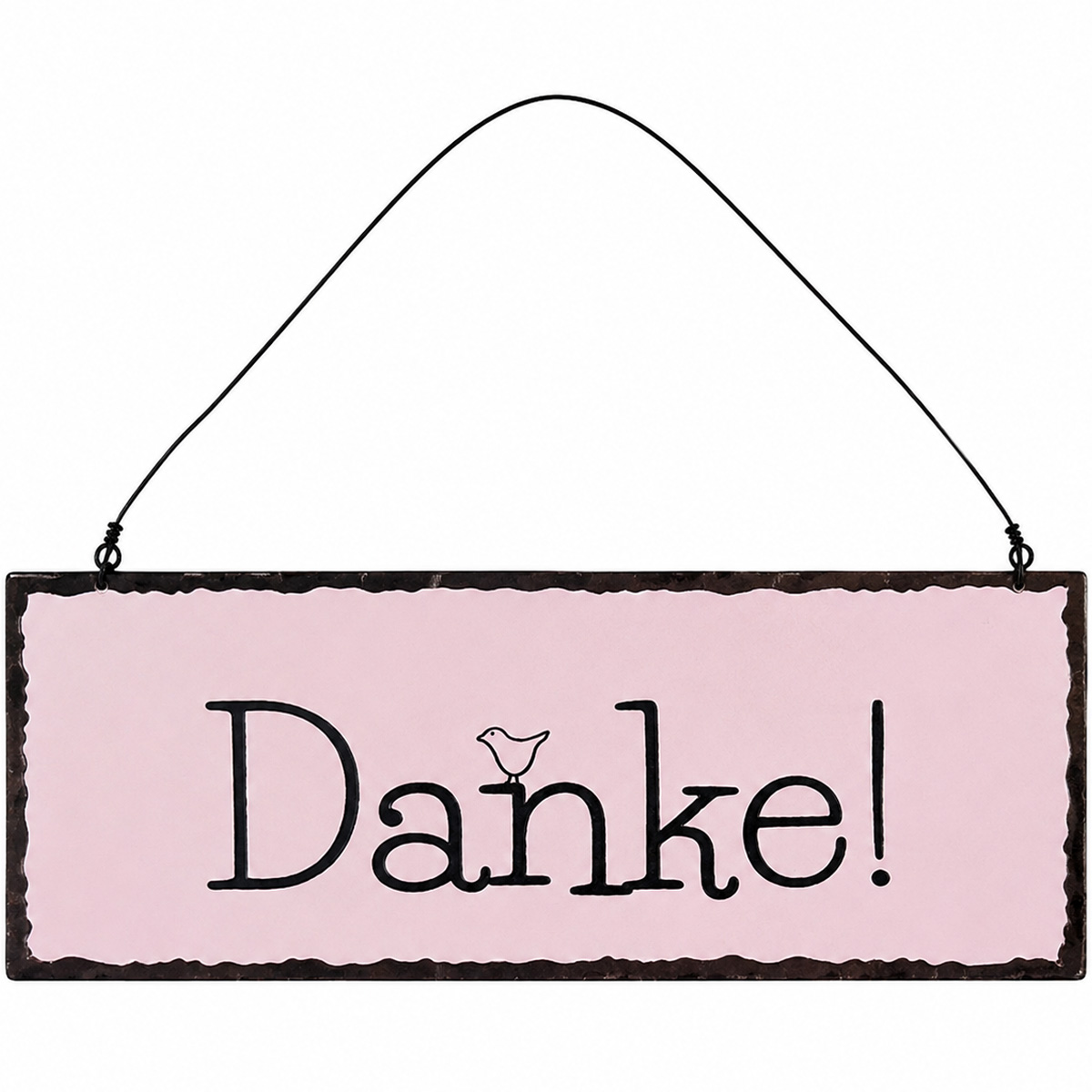 Metallschild Danke! - dekorative Botschaft im Vintage-Stil, rosa
