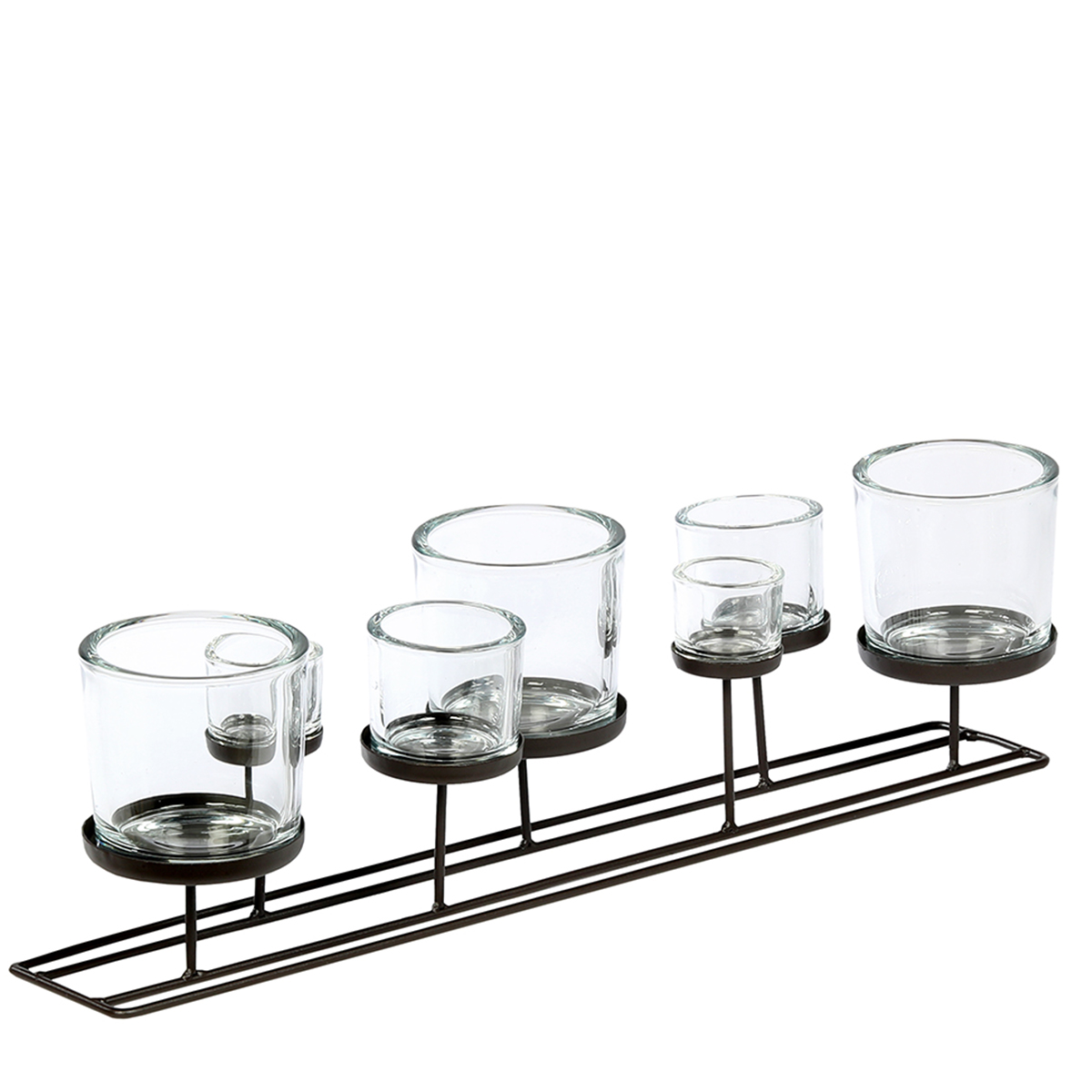 Eisen Windlicht Lincoln hoch, 7 Gläser in unterschiedlichen Größen, 70cm, WMG Grünberger