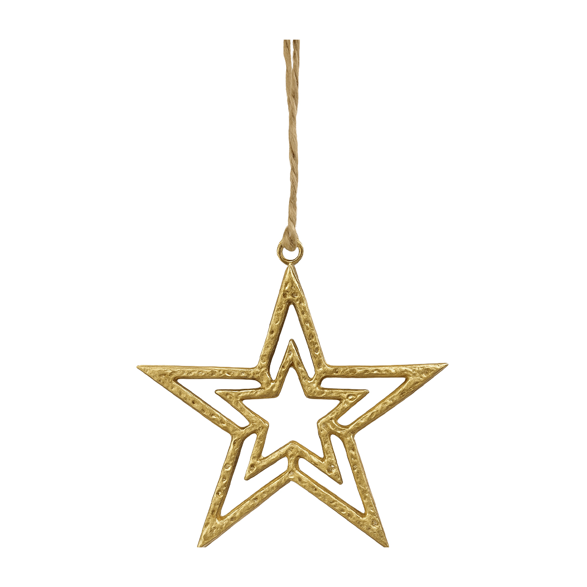 Deko Stern, goldener Weihnachtsstern Stern im Stern, Sternhänger, 15cm