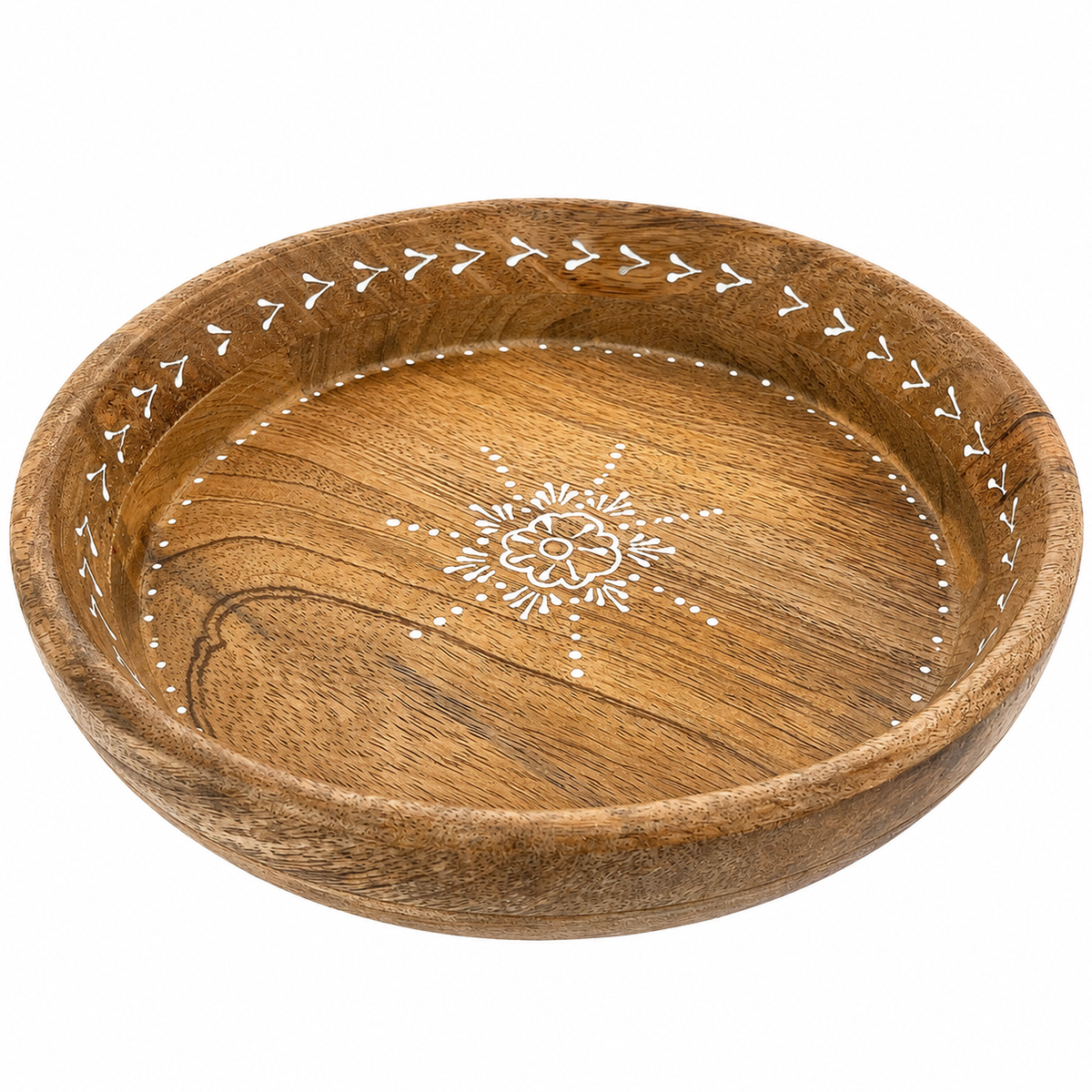 Holzschale rund, Holzschale mit Muster, Holzteller mit Rand, Ø25cm