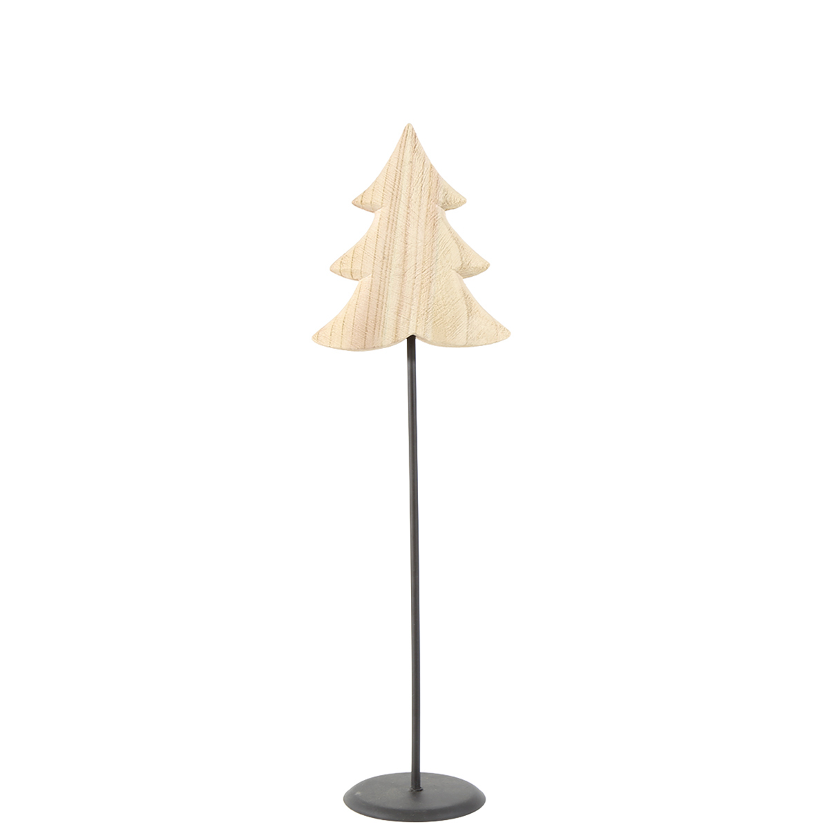 Deko Tannenbaum Naturholz, Holzbaum Natur auf Metallständer, 44cm