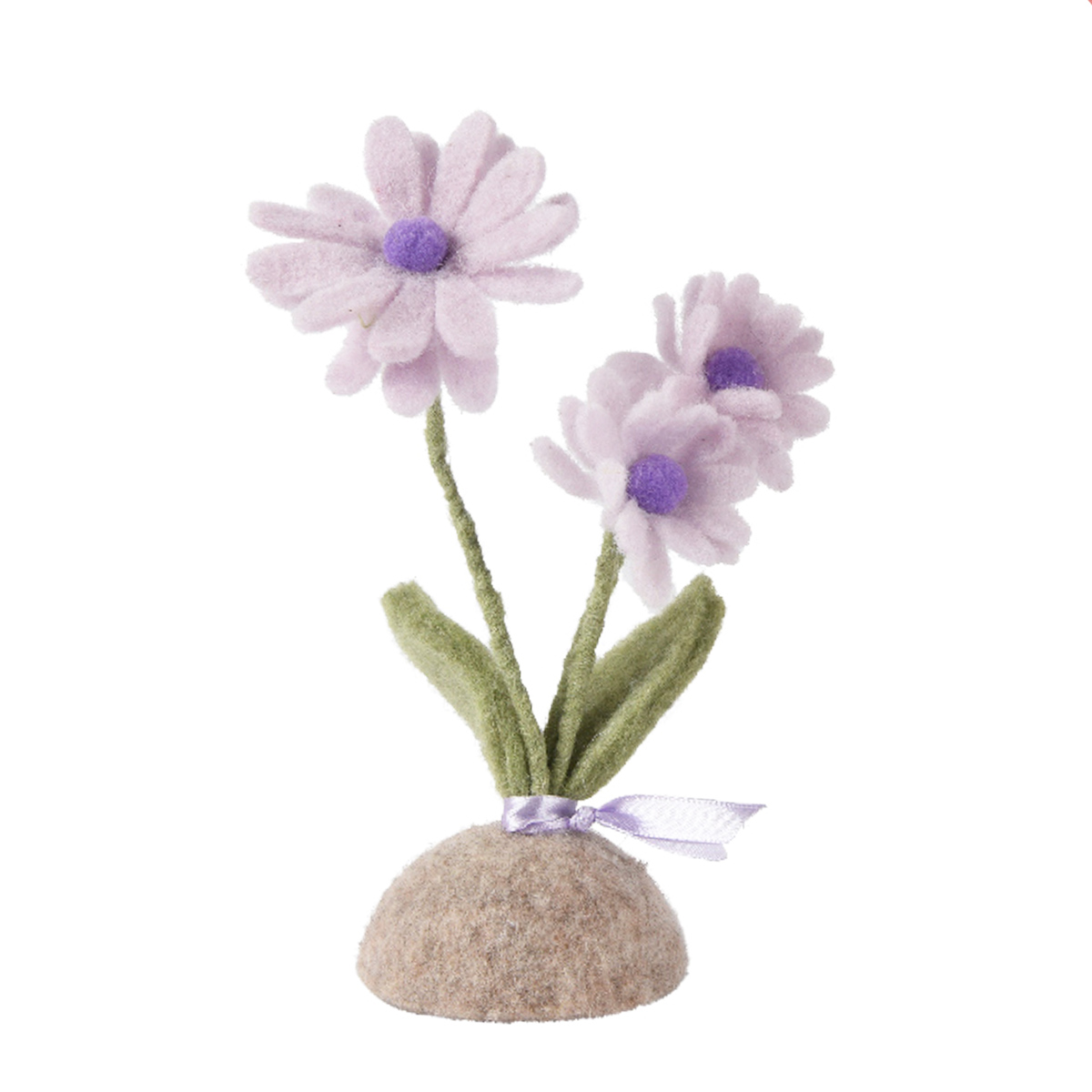 860404-3_01JNXKMWMSD5574EQ67FJXR2YQ Deko Blume aus Filz, Filzblume lila auf Filzsockel, 20cm