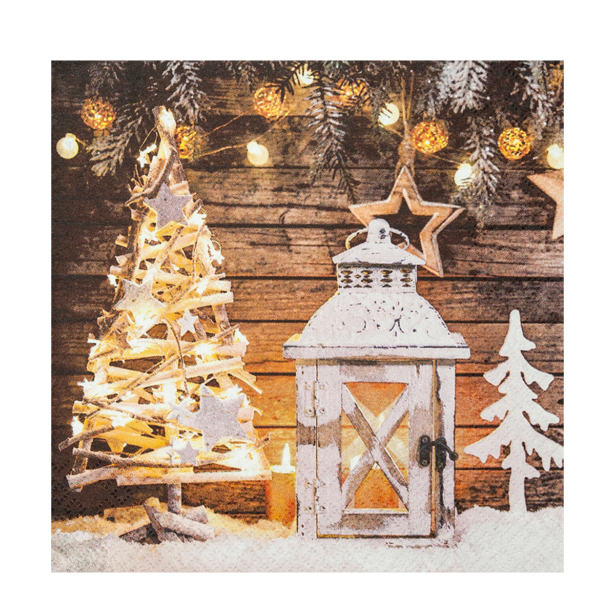 Home Fashion Papierservietten Weihnachten Landhaus weiß, Bright Christmas, 33x33cm