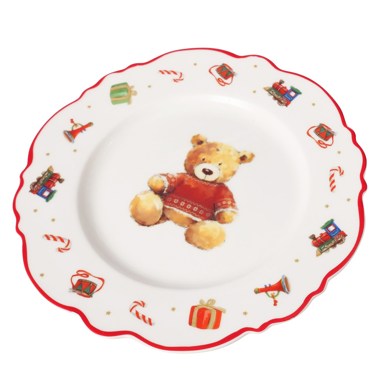 Deko Weihnachtsteller Bailey, Teller mit Teddy-Motiv, Ø20cm, Boltze Home Collections