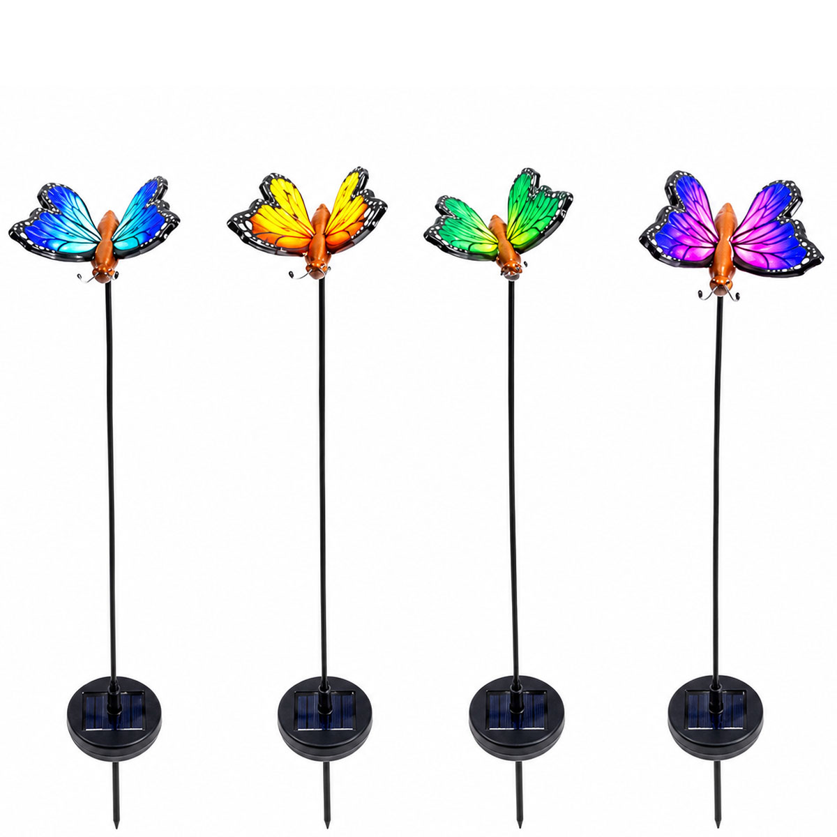 Solar Stecker Schmetterling, blau, gelb, grün oder lila, Gartenstecker
