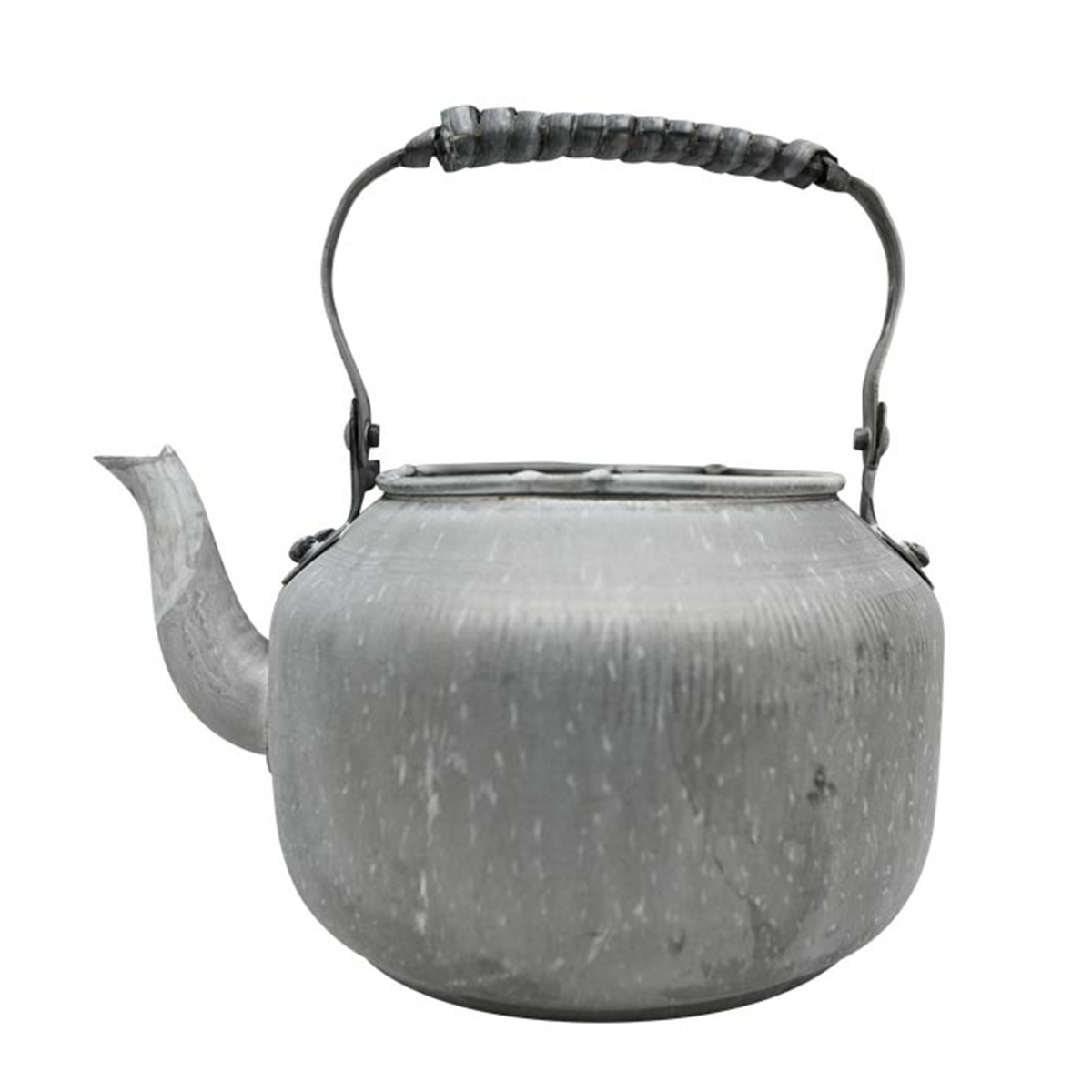 Deko Teekessel aus Zink, lustiges Zinkgefäß grau used-look