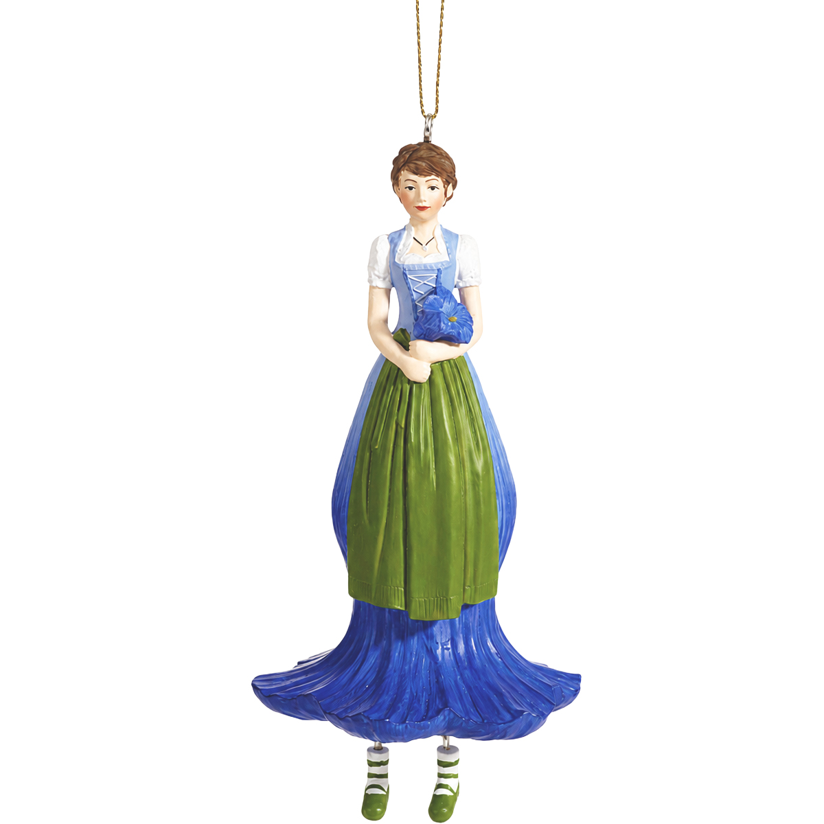 Deko Blumenmädchen Enzian, lila-grün, 12cm, Hänger