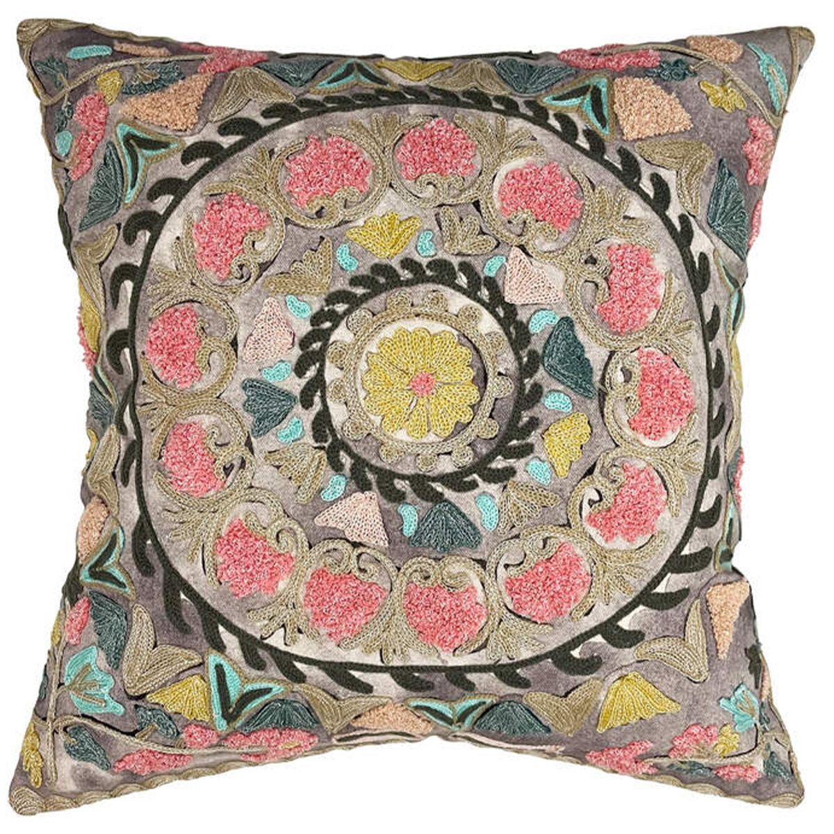 Dekokissen Oriental Blossom – besticktes Sofakissen im Boho-Stil